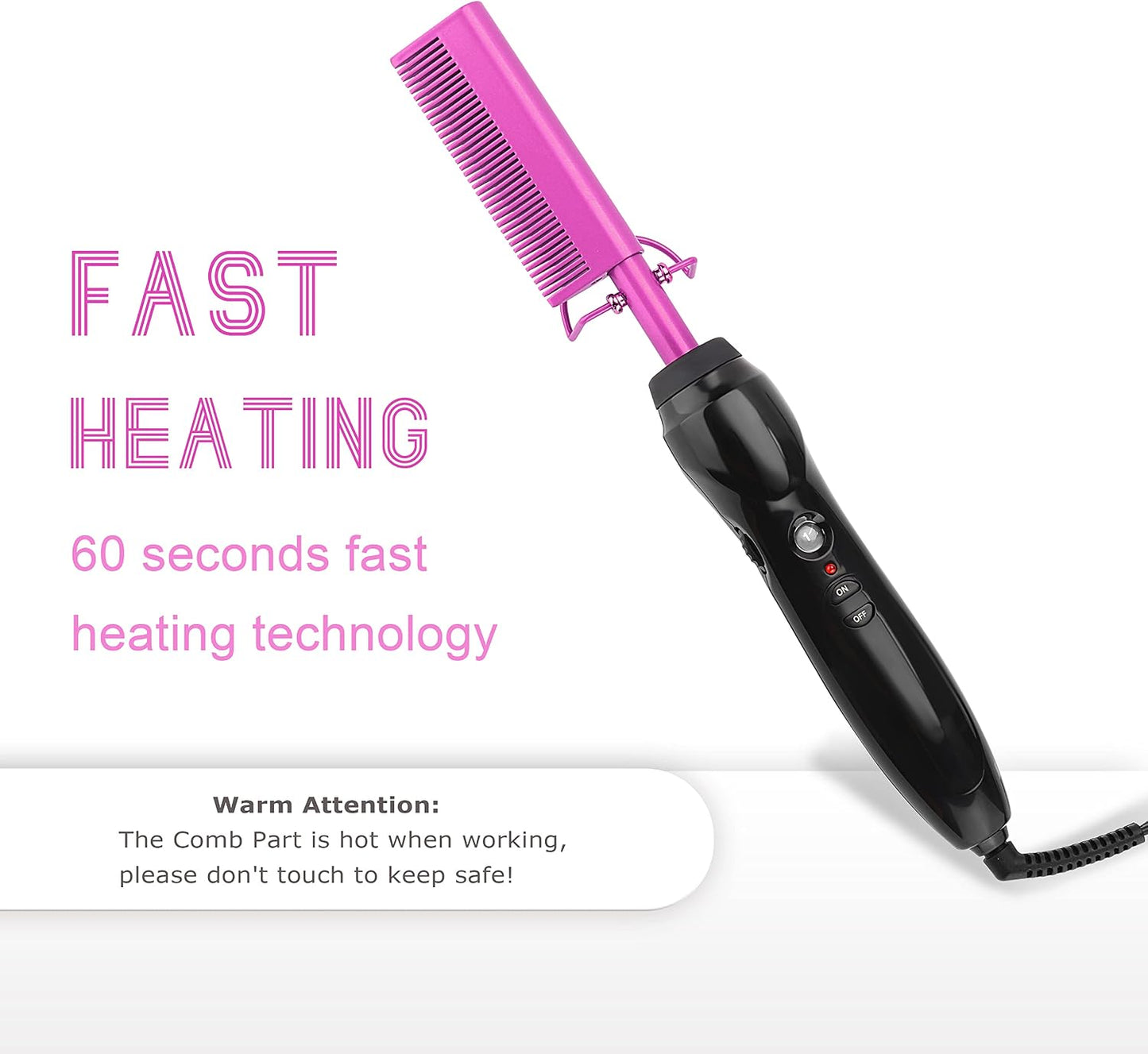 Electric Hair Straightening Comb - Ceramic Flat Iron Brush for Natural Black Hair | Anti-Scald Portable Design