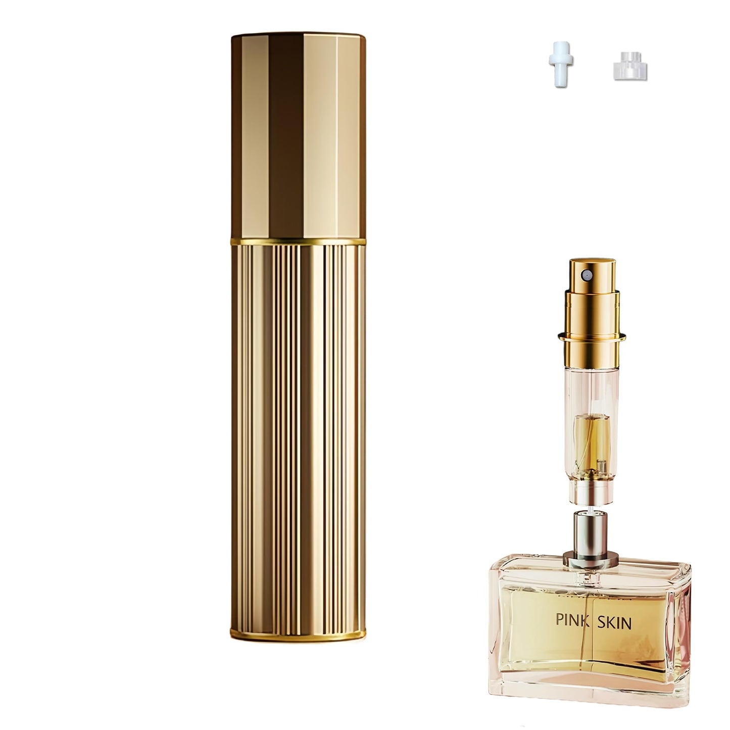 Fiwecos Perfume Travel Refillable Bottle Cologne Portable Atomizer Fragrance Scent Sprayer Pump Fill from Bottom Mini Pocket Size 5ml for Travel Essentials & Best Gift (gold)