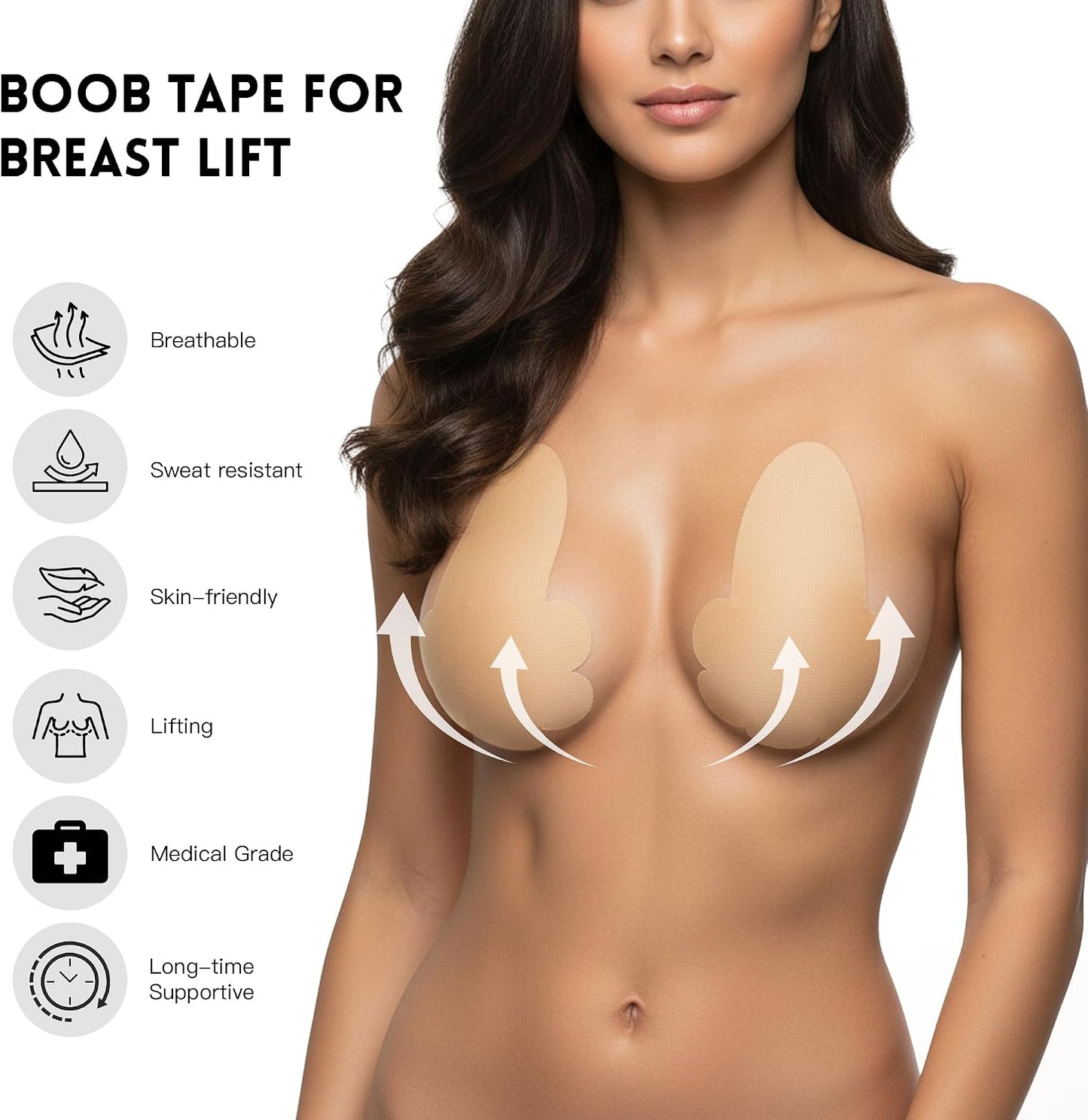Boob Tape for Breast Lift - 10 Pcs Invisible Body Tape with Pasties for Women | Comfortable & Discreet