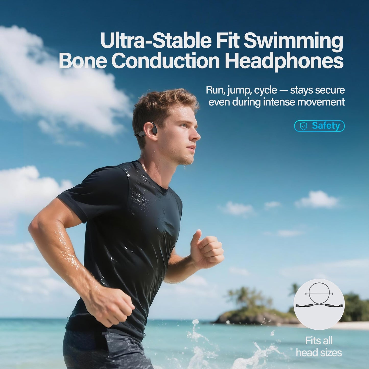 Vonlaxi Bone Conduction Headphones IPX8 Waterproof Swimming Headphones Open Ear with MP3 Mode 32GB Memory Up to 8 Hours Playtime Bluetooth 6.0 Earbuds with Secure Fit for Running, Fitness and Cycling
