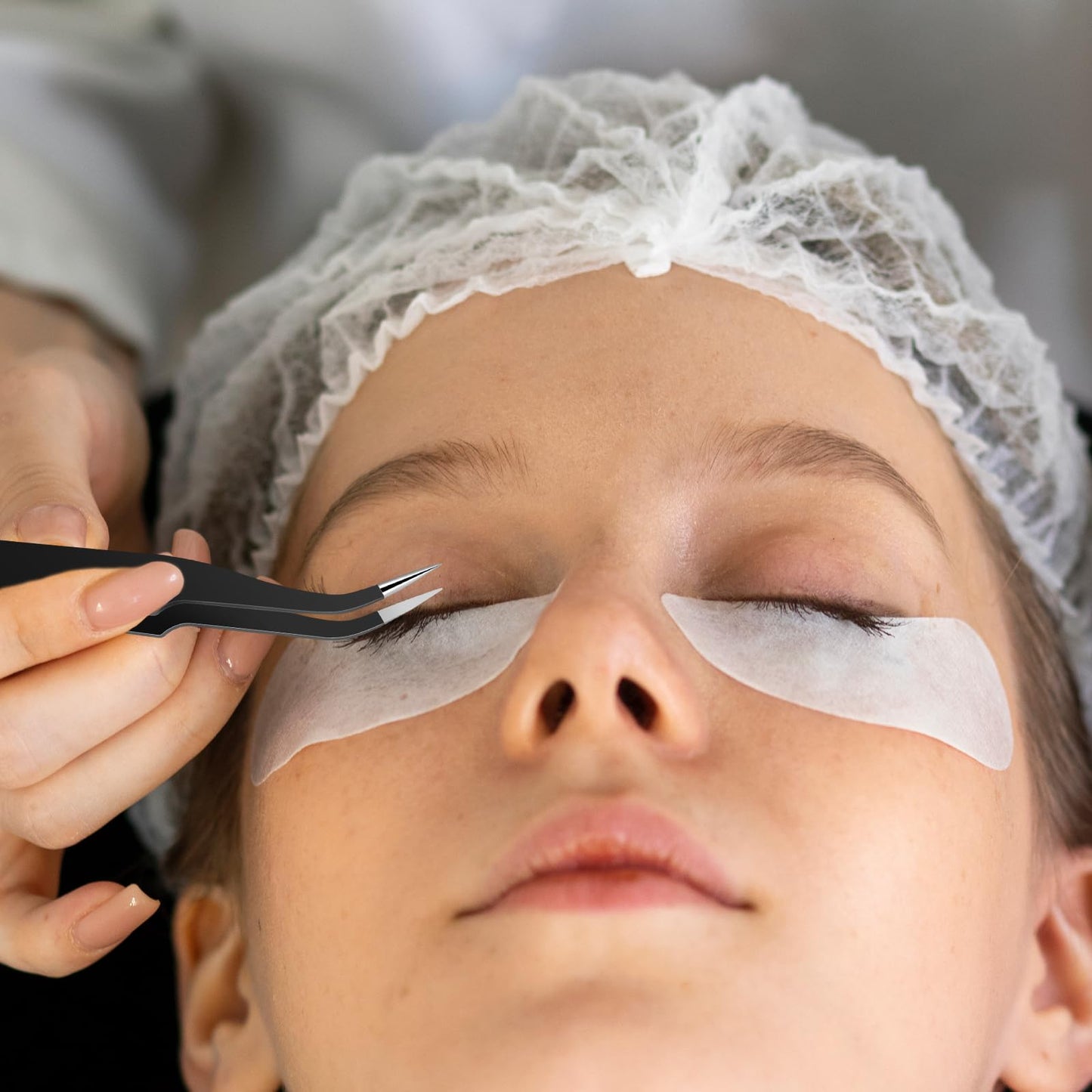 Tweezers for Crafting, 10 Pcs 4.7 Inch Stainless Steel Curved Tweezers Precision Tweezer with Protective Cover for Sewing Crafts Eyelash Extensions Jewelry Making Scrapbooking Tools (Black)
