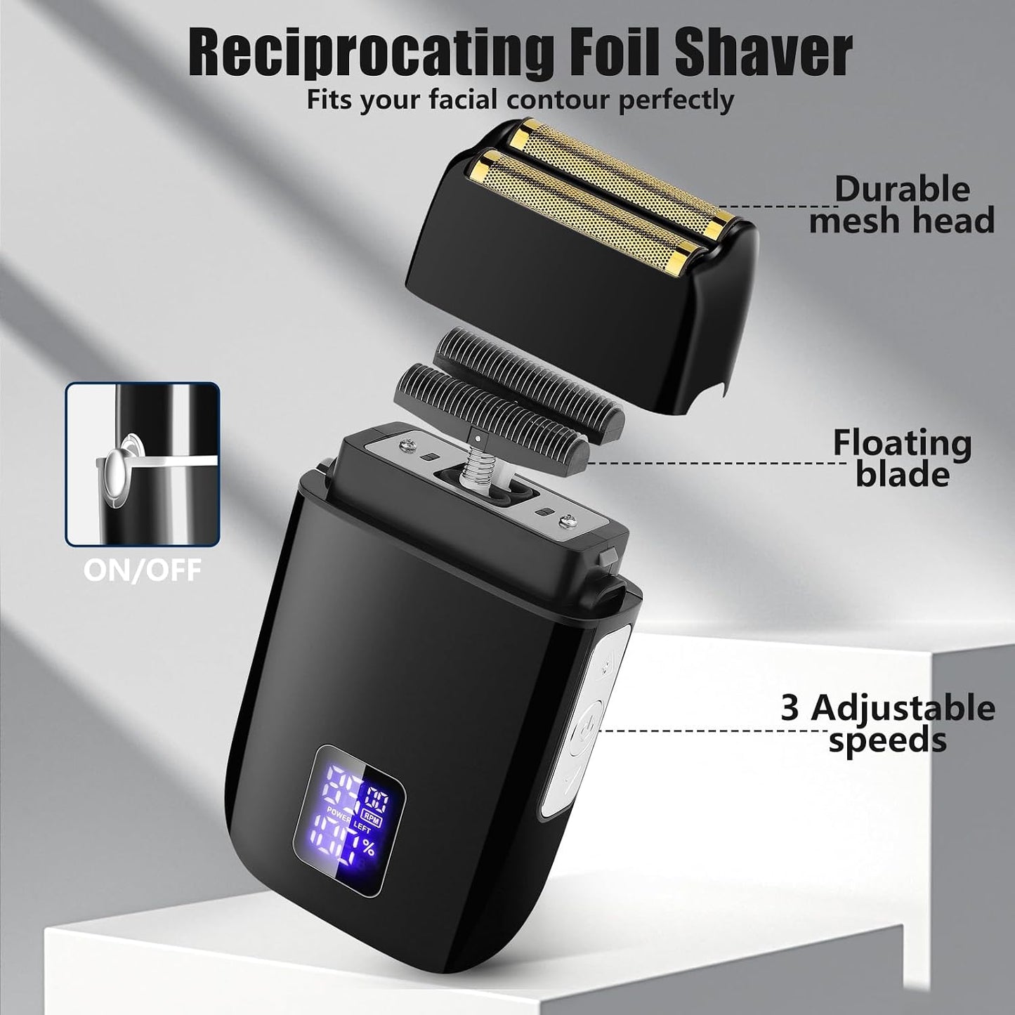 Professional Hair Clippers Set for Men - Cordless Beard Trimmer, Foil Shaver & Nose Trimmer Kit | Grooming Essentials