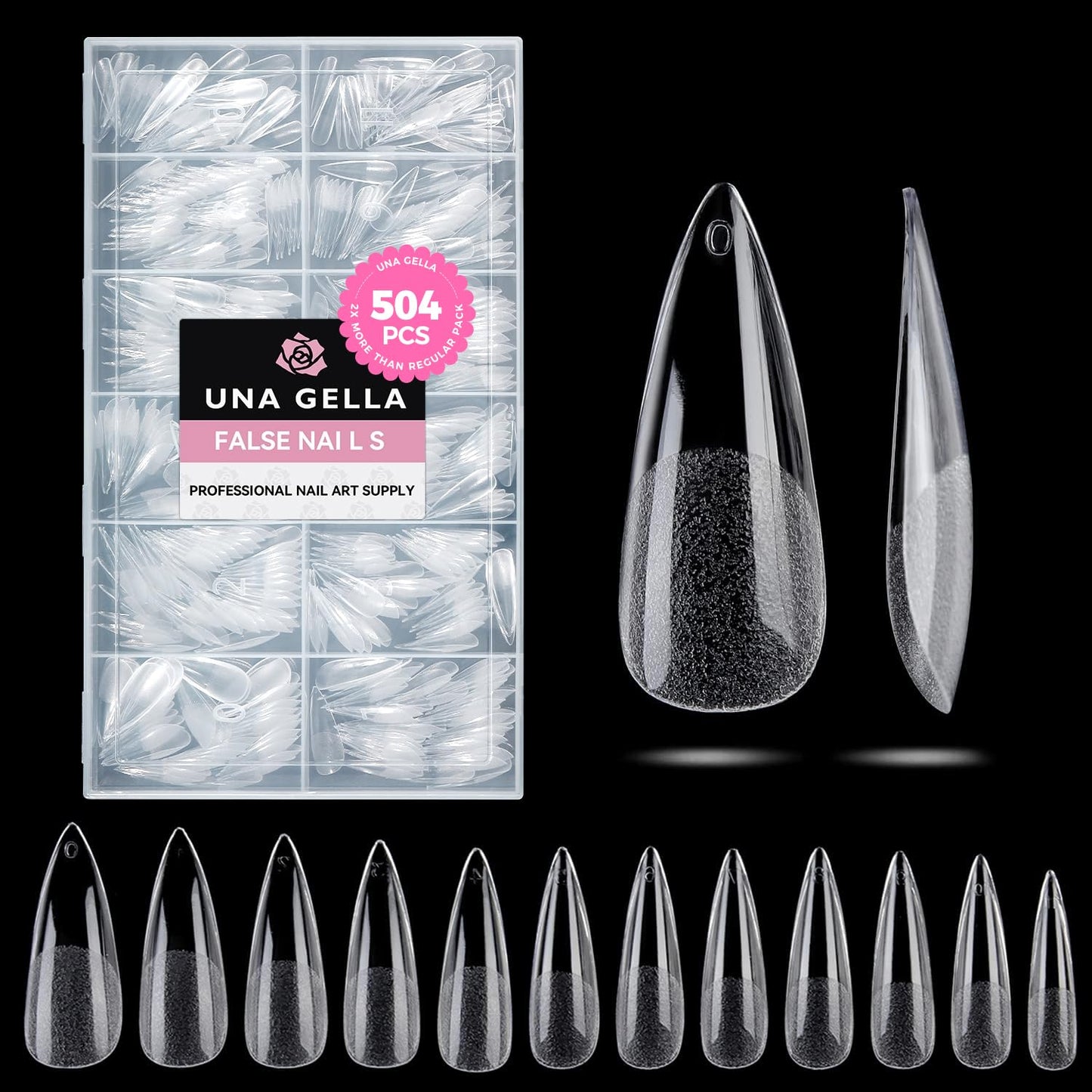 Short Oval Almond Fake Nails - 504pcs Press-On Gel Nail Tips for Home DIY & Salon | 12 Sizes Available