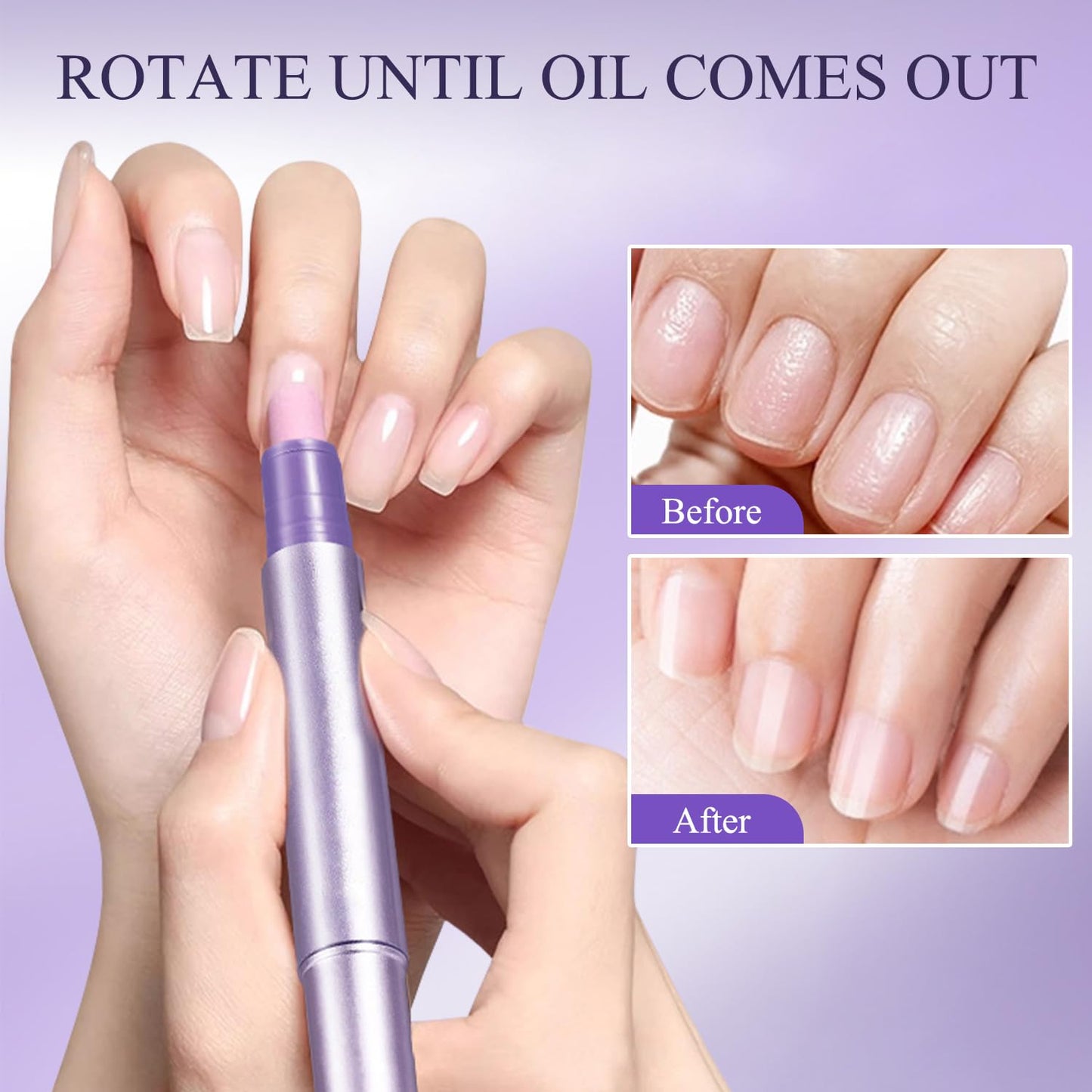 3-IN-1 Cuticle Oil Pen with Ceramic Cuticle Pusher Pen File Dry Care Nail Oil Pen for Nail Strengthener and Growth Moisturize Soften Nail Repair for Damaged Nails Light Fragrance