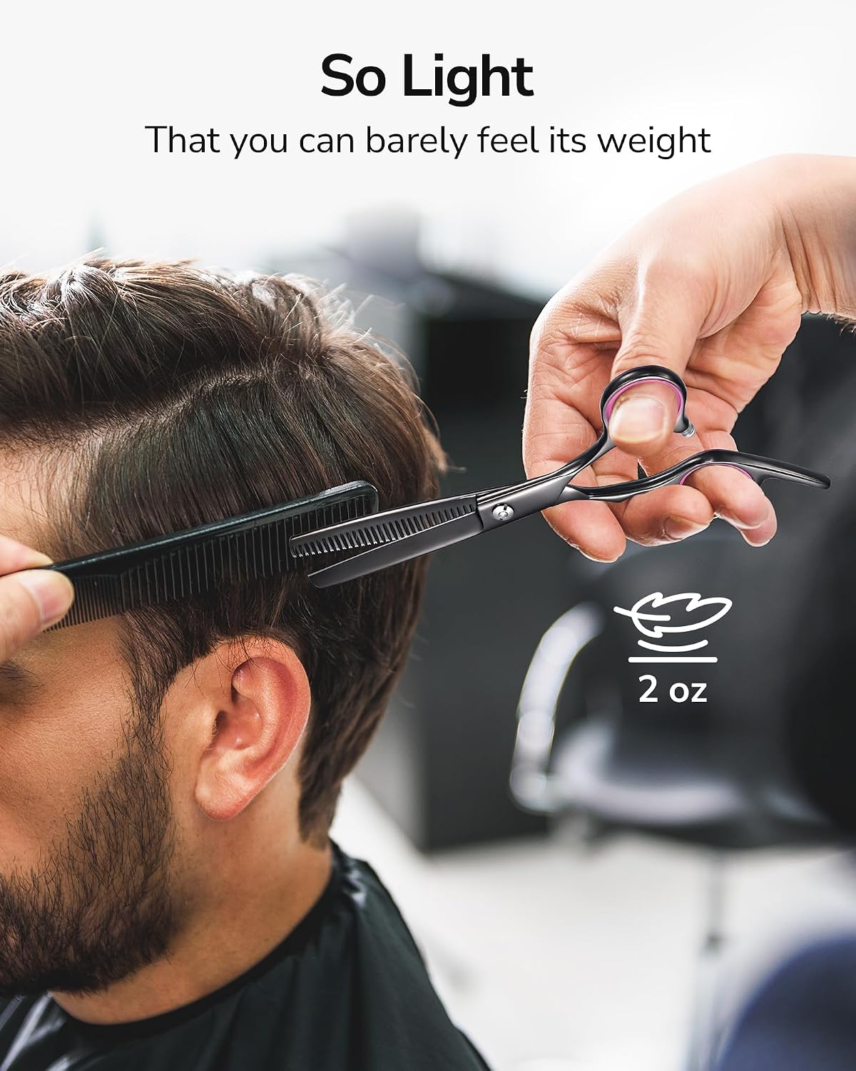 Professional Hair Cutting Scissors Kit - Thinning Shears & Razor Edge | 6.5 Inch Japanese Stainless Steel, Black