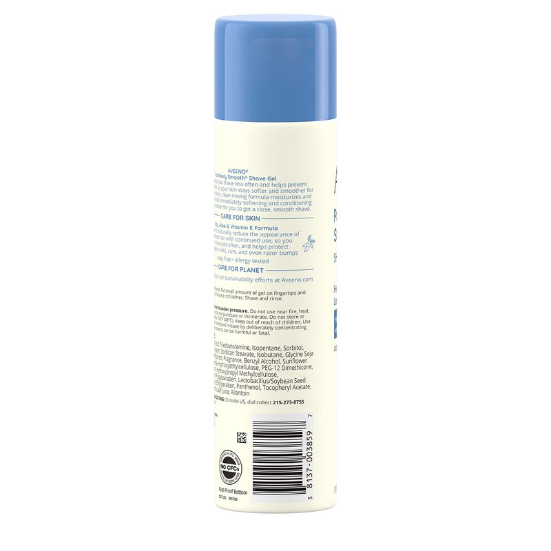 Aveeno Positively Smooth Moisturizing Shave Gel with Soy, Aloe, and Vitamin E to help Prevent Nicks, Cuts and Razor Bumps, Lightly Fragranced, 7 oz
