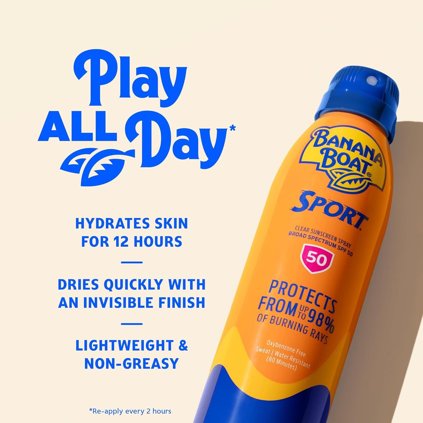 Banana Boat Sport Ultra SPF 50 Sunscreen Spray - Water Resistant, Oxybenzone Free | 6oz Twin Pack