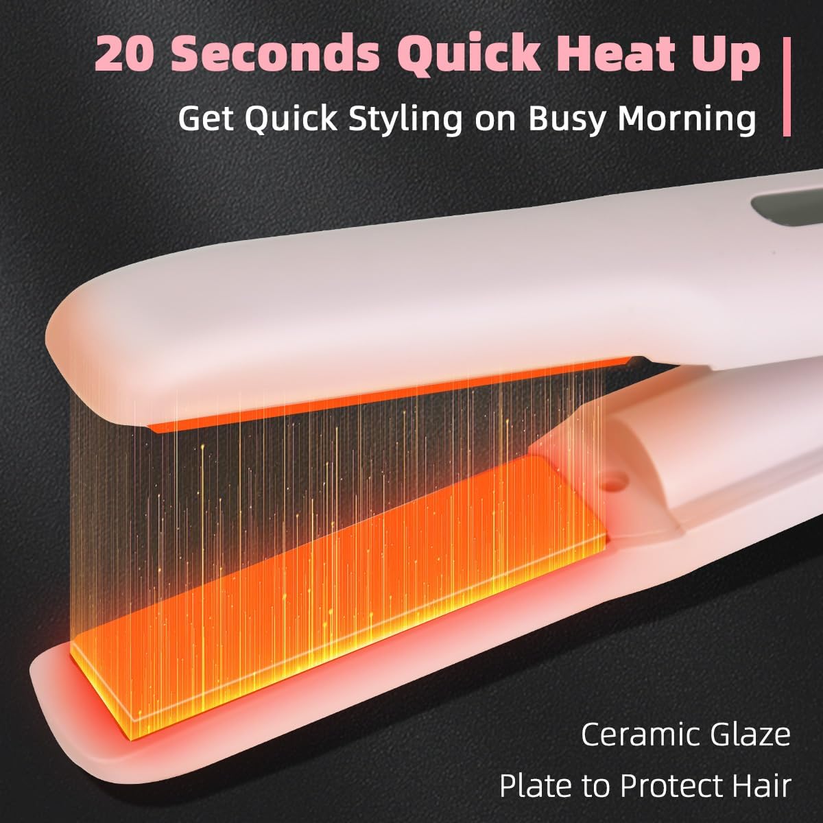 Cordless Hair Straightener - Portable 2-in-1 Mini Flat Iron & Curler | Fast Heating, Adjustable Temp, Pink