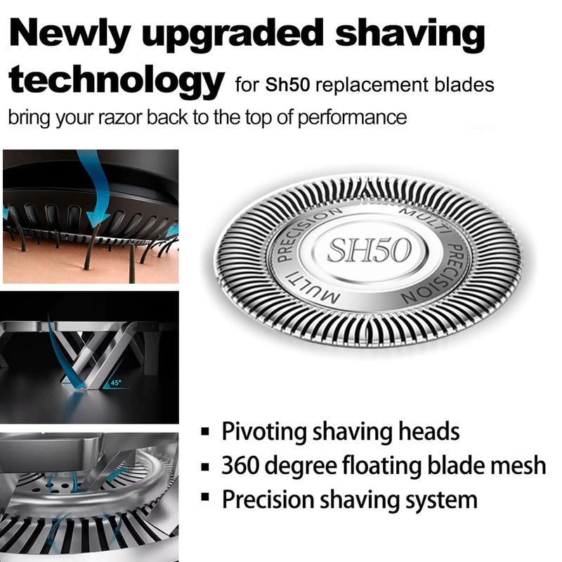SUPERNB 6Pack SH50 Replacement Heads for Series 5000 6000 Shavers (Rounded Shape), Compatible with AquaTouch (S5xxx/AT7xx/AT8xx) and PowerTouch (PT7xx/PT8xx) Models…