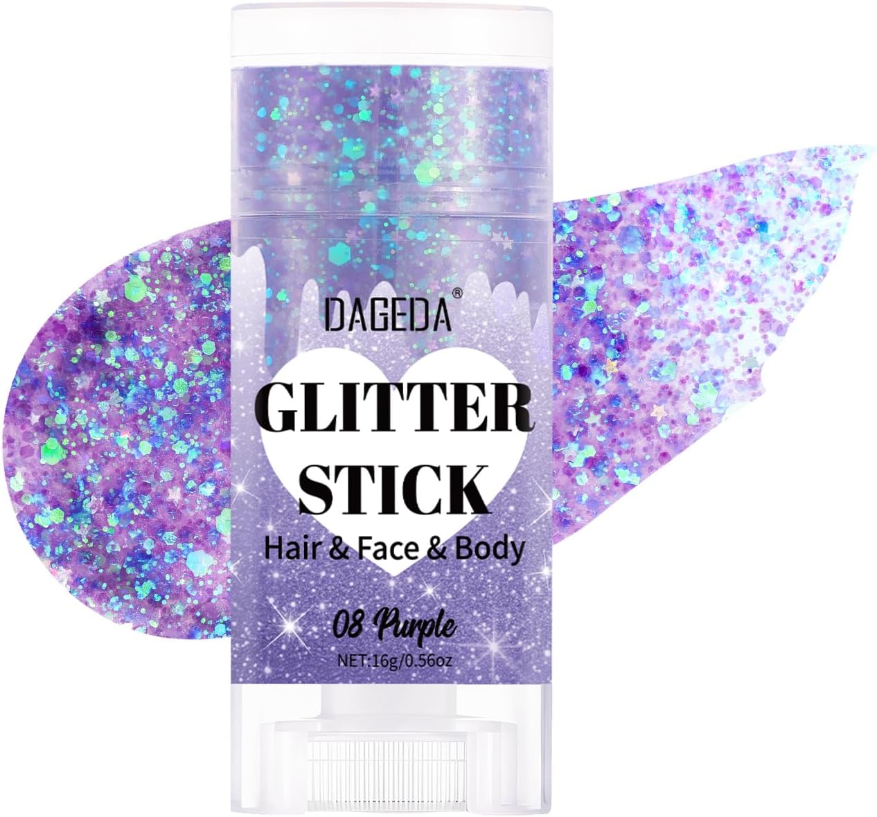 Red White Blue Body Glitter Stick - Sparkly Face Glitter Makeup for 4th of July | Shimmer Face Paint Stick