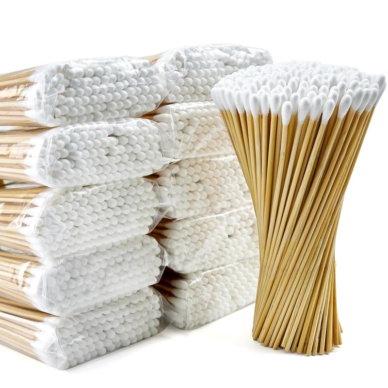 Long Cotton Swabs - 1000 PCS Lint-Free, Highly Absorbent Cleaning Applicators for Makeup, Ears, Pets | Wooden Sticks