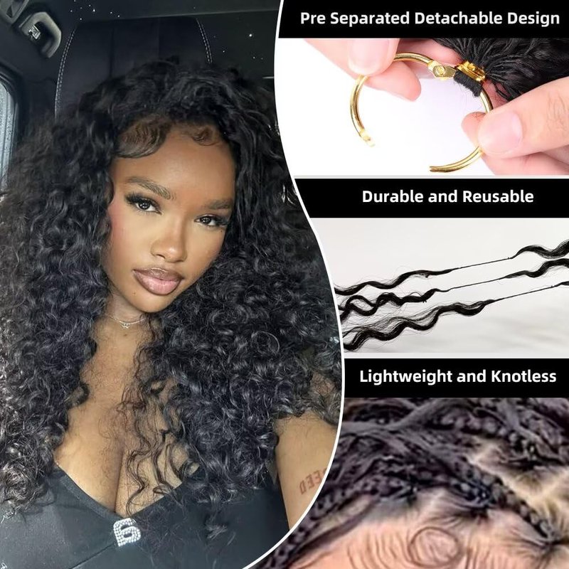 Burmese Curly Crochet Hair Extensions - 100% Virgin Human Hair, Deep Curly 16 Inch, 60 Grams, 50 Strands