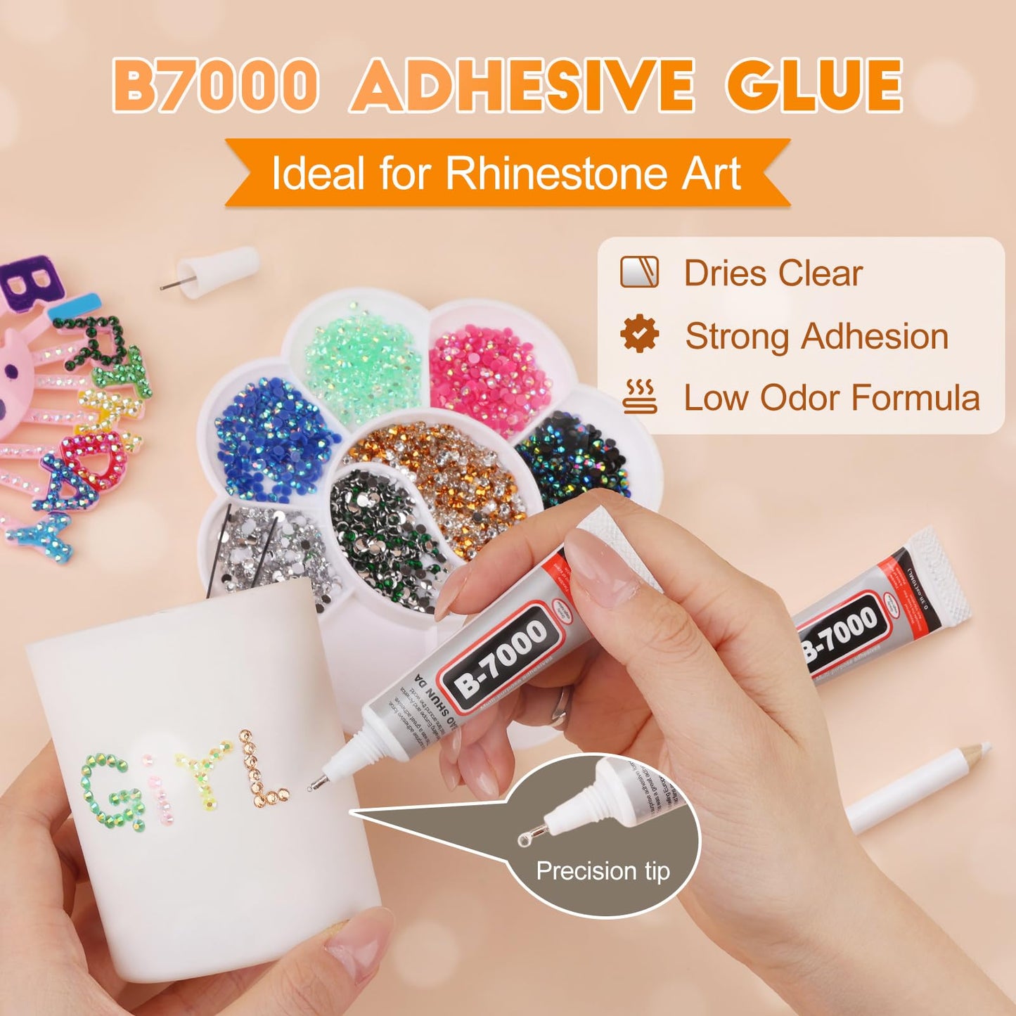 32000Pcs Bedazzler Kit with Rhinestones, Bedazzling Kit 40 Colors 3mm with 2Pcs B7000 Rhinestones Glue, Jelly Rhinestones for Bedazzling Crafting Nail