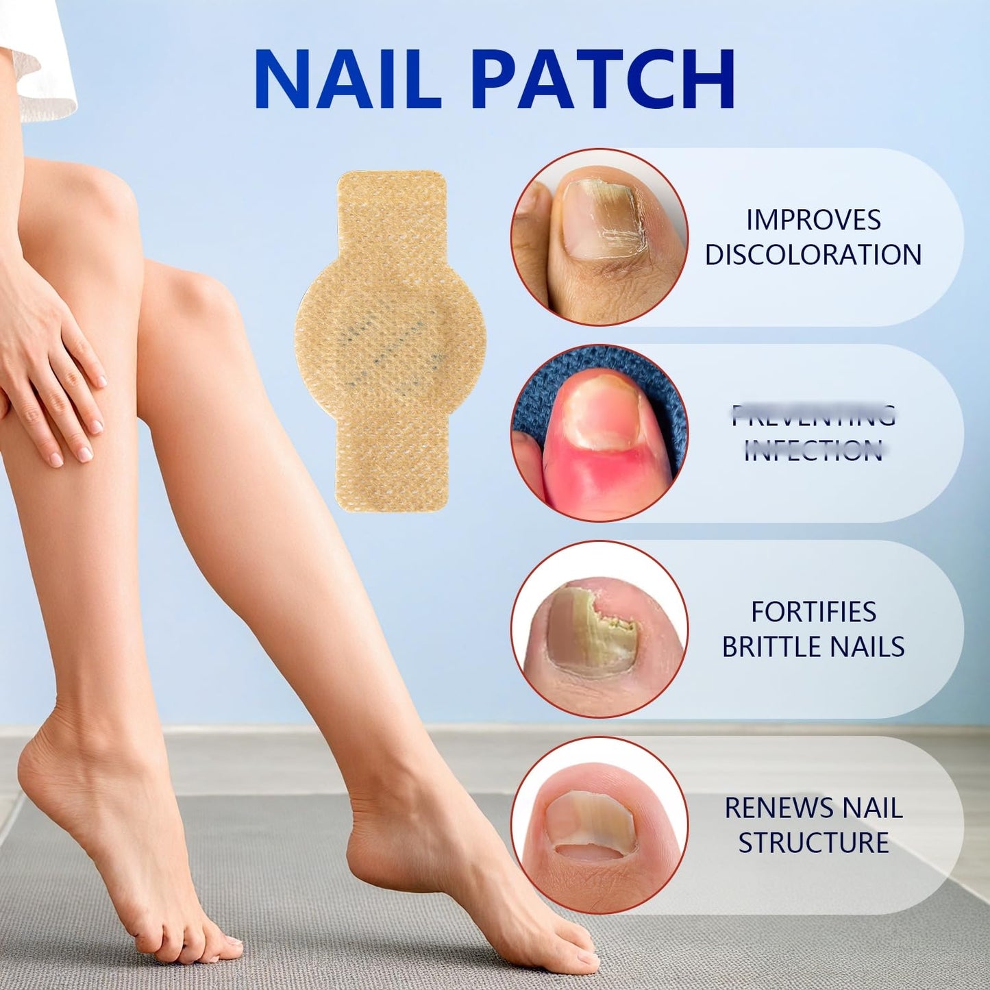 Extra Strength Toenail Treatment - Overnight Nail Patches for Damaged Nails | 42 Pcs