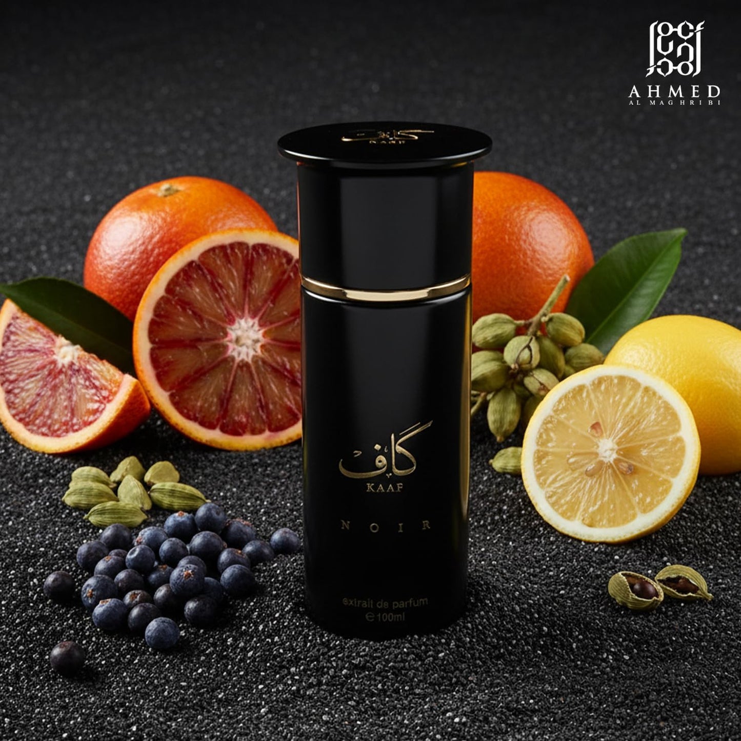 **Kaaf Noir Extrait De Parfum - Luxury Unisex Long Lasting Perfume | Citrus Woody Aromatic Fragrance with Vetiver, Lavender, Musk - 3.4 Oz**