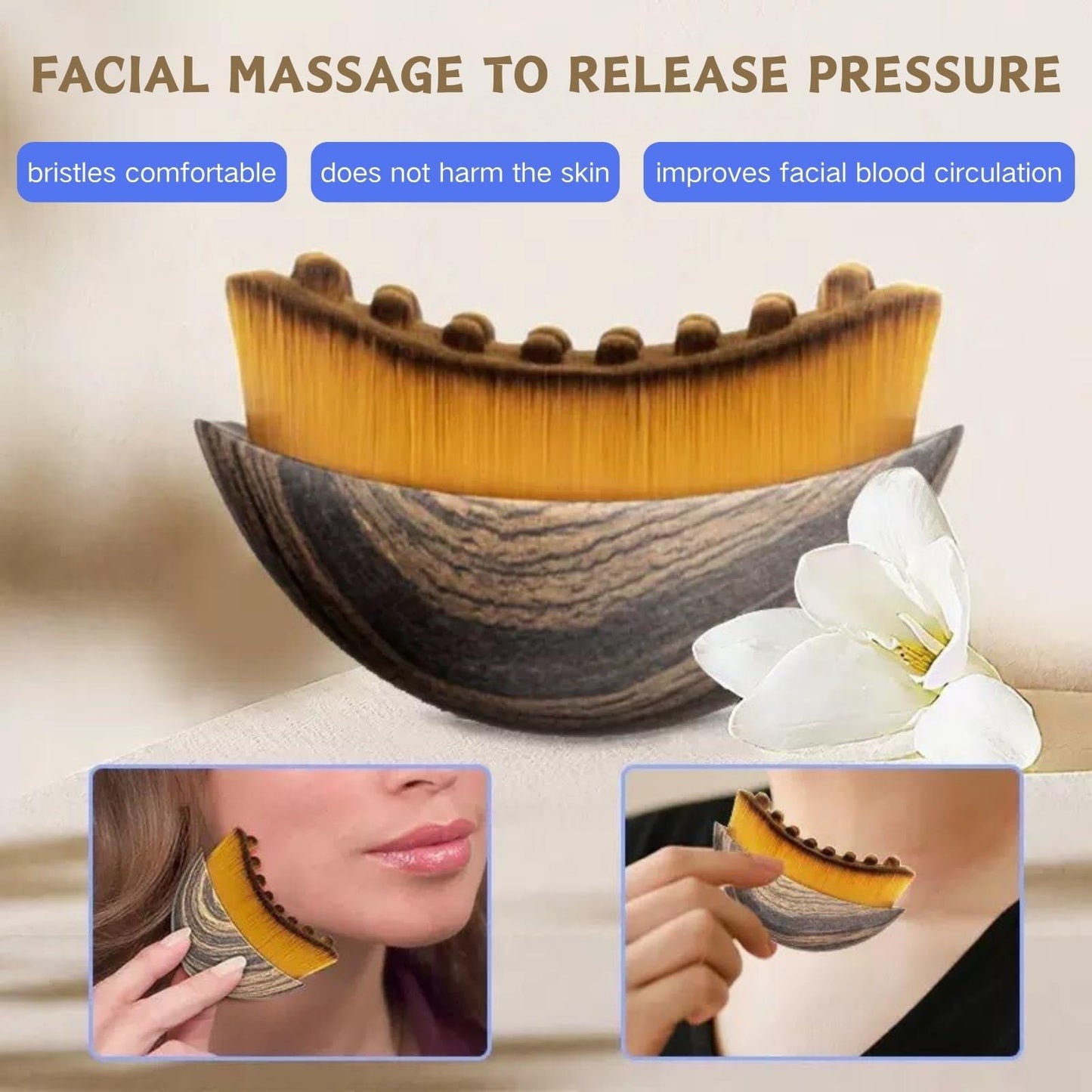 2PCS New Lymphatic Contour Face Brush, Contour Face Brush for Lymphatic Drainage, Ergonomically Designed to Fit The Skin Precisely, Face Lifting Tool for Skincare Routine|Portable Gua Sha Alternative