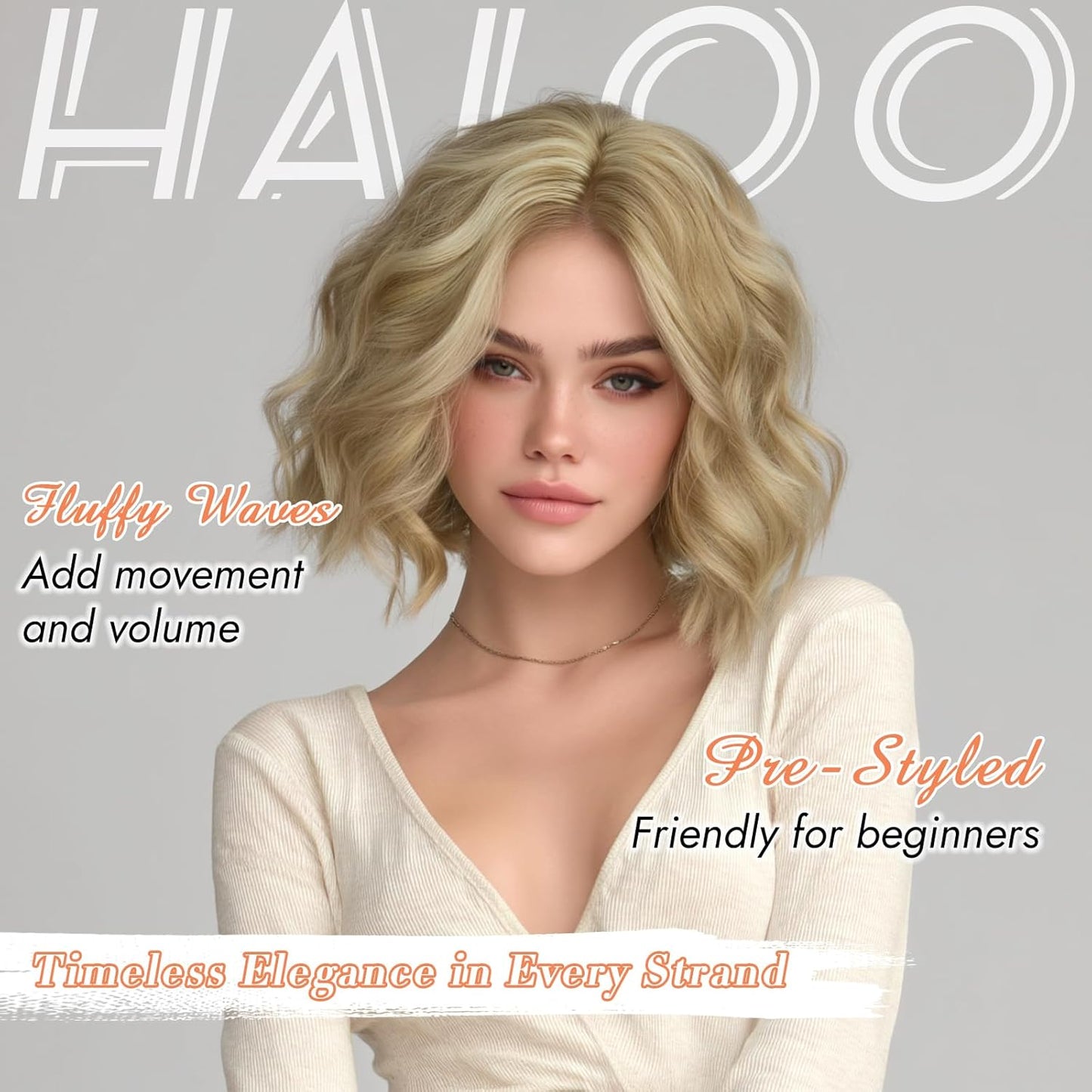 Blonde Bob Wig - Lace Front Short Wavy Curly Synthetic Hair | 11 Inch Dirty Blonde for Daily Wear