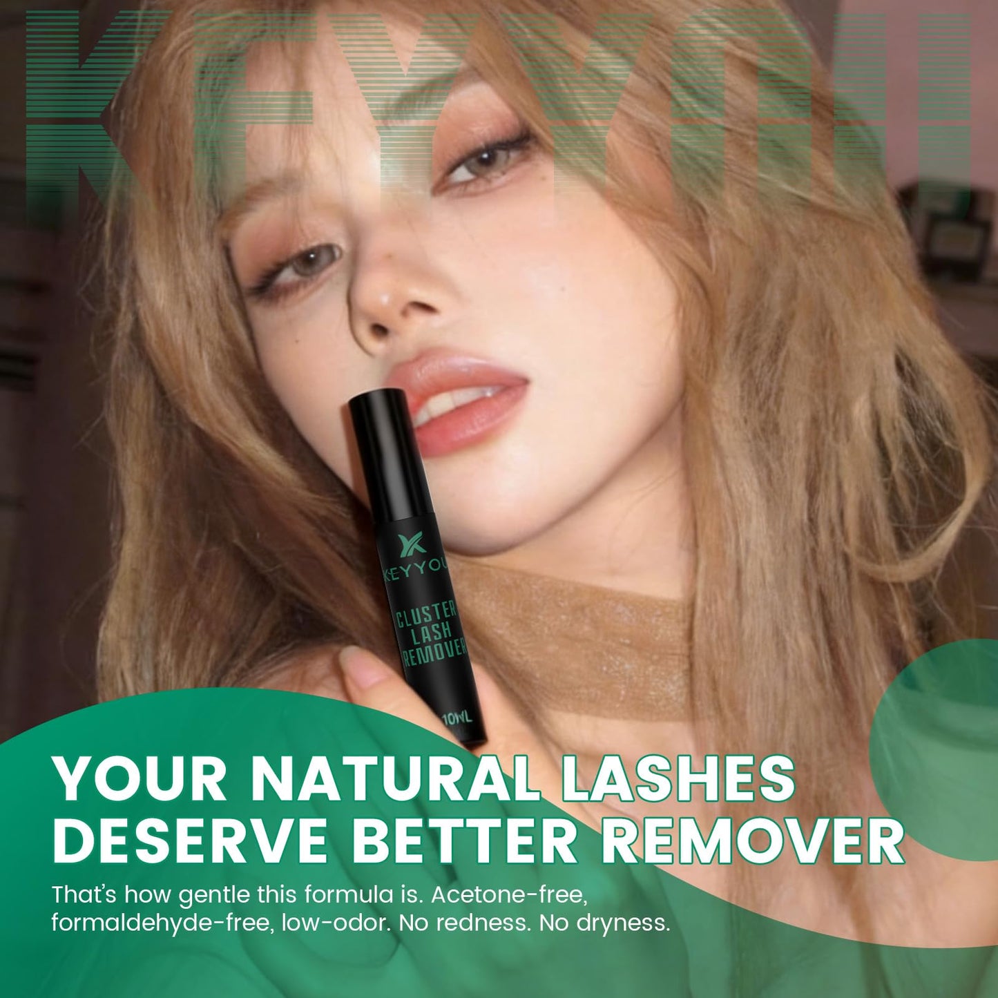KEYYOU Lash Remover with Brush 10ML, Fast-Acting Lash Glue for Eyelash Cluster, Lash Cluster Remover Oil for False Eyelash Glue Dissolve, Gentle Eye Makeup Cleanser(10mL)