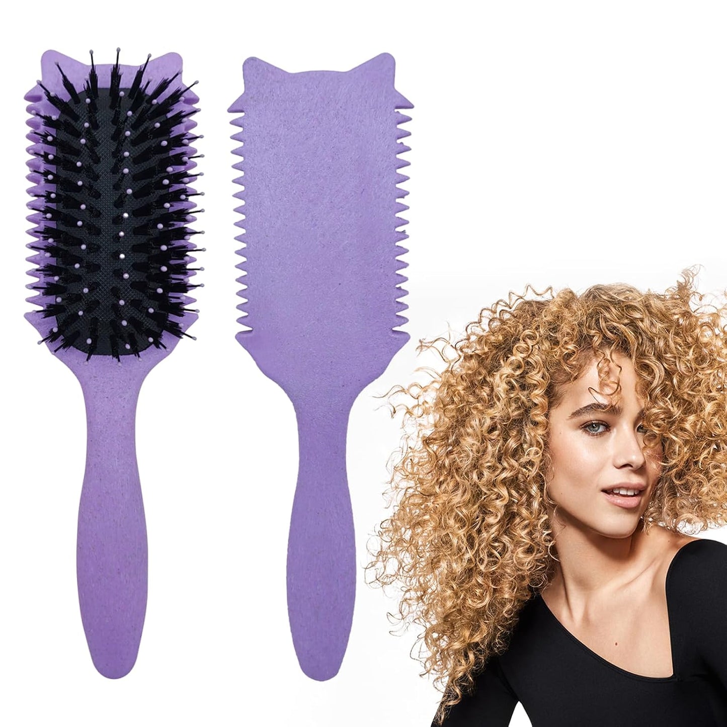 Curl Defining Brush - Curly Hair Detangling & Shaping Tool | Vented Design (Green)