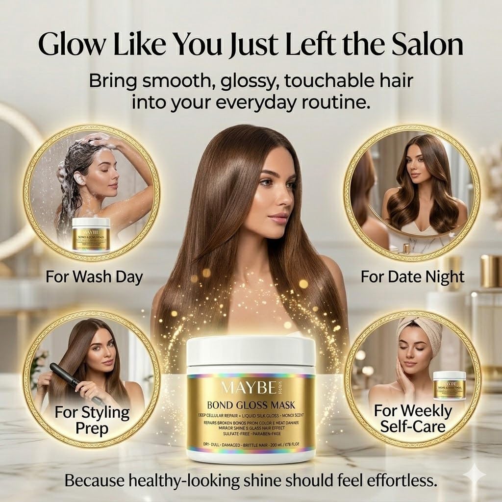 Nooche Maybe Paris Bond Gloss Hair Mask - Natural Deep Repair Hair Mask - Moisturizing Cream for Dull and Fragile Hair, 6.76 oz
