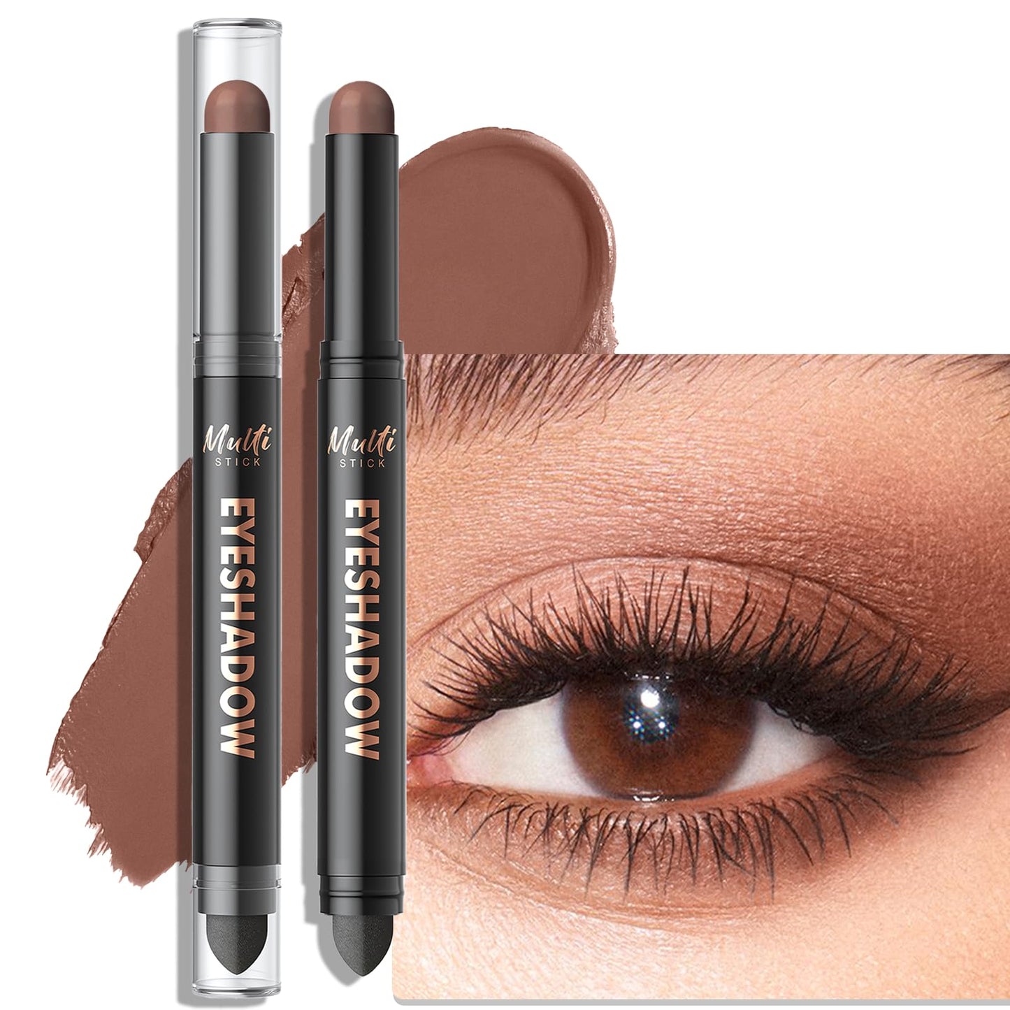 Wugbc Dual-Ended Chocolate Eyeshadow Stick - Long-Lasting Cream Eye Shadow Stick Crease-Proof Matte Eyeshadow Pencil, Easily Blendable Multi-Use Neutral Eyeliner Makeup with Built-in Smudger, 13