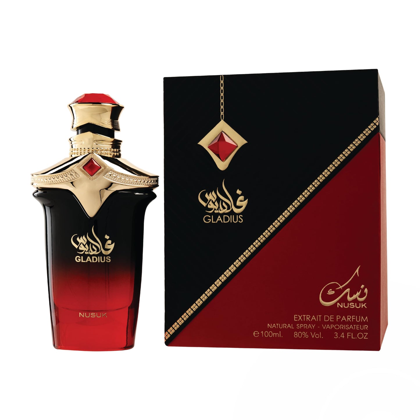 Nusuk Gladius Extrait de Parfum for Men Long Lasting Woody Aromatic Perfume with Raspberry, Bergamot & Patchouli Luxury Arabic Fragrance 100ml