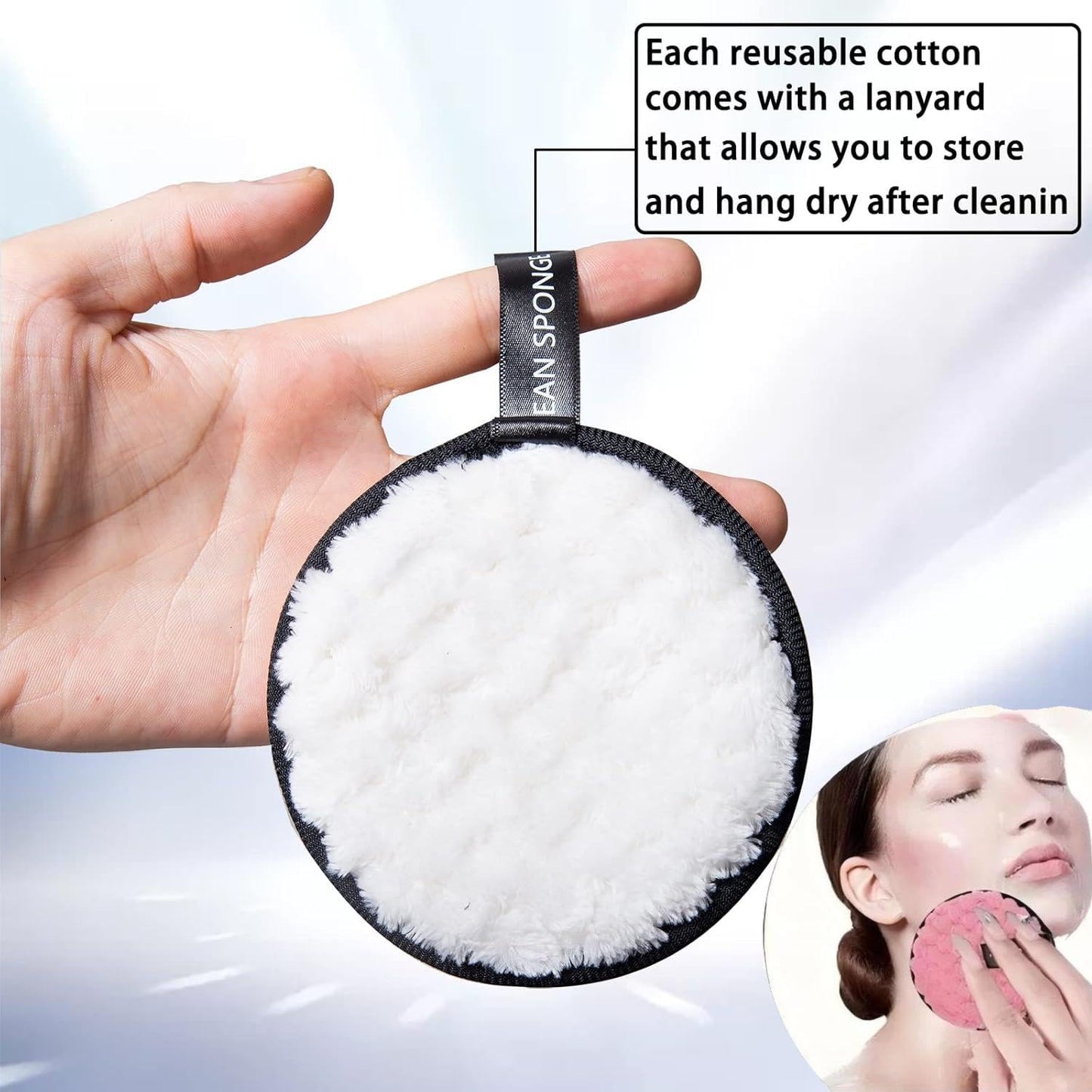 Reusable Soft Makeup Remover Pads for All Skin - 4 Pack Microfiber Face Rounds Wipes Heavy Mascara Eye Shadow Facial Cleansing Puffs Foundation, Washable Removal Cloth, Chemical Free