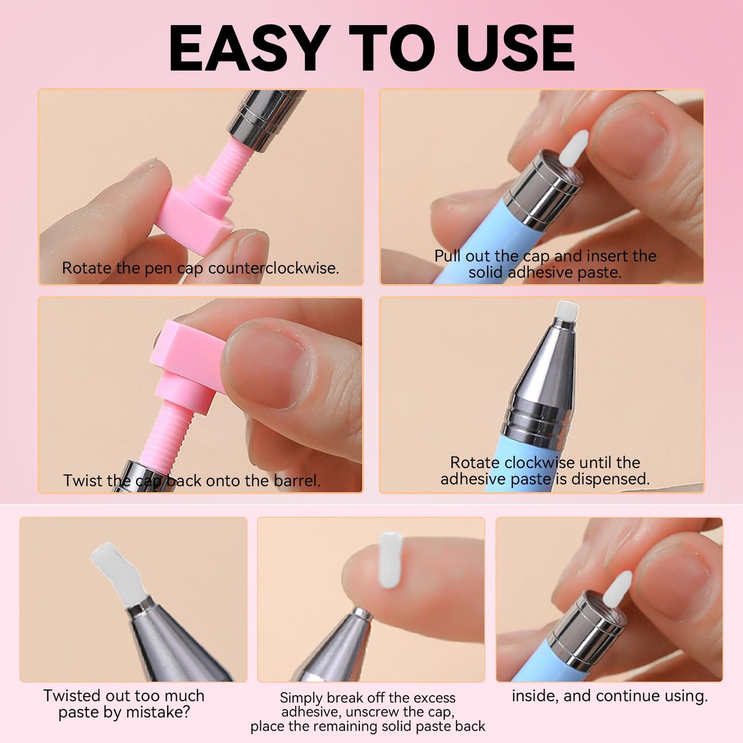 ESUOHYM 9 PCS Rhinestone Picker Tool Set, Refillable Wax Pencil for Rhinestones Bedazzling Pen Gems Picker Up Tools Diamond Art Tray Tweezers With Silicone Press Heads, Nail Art Tools for Diy Design