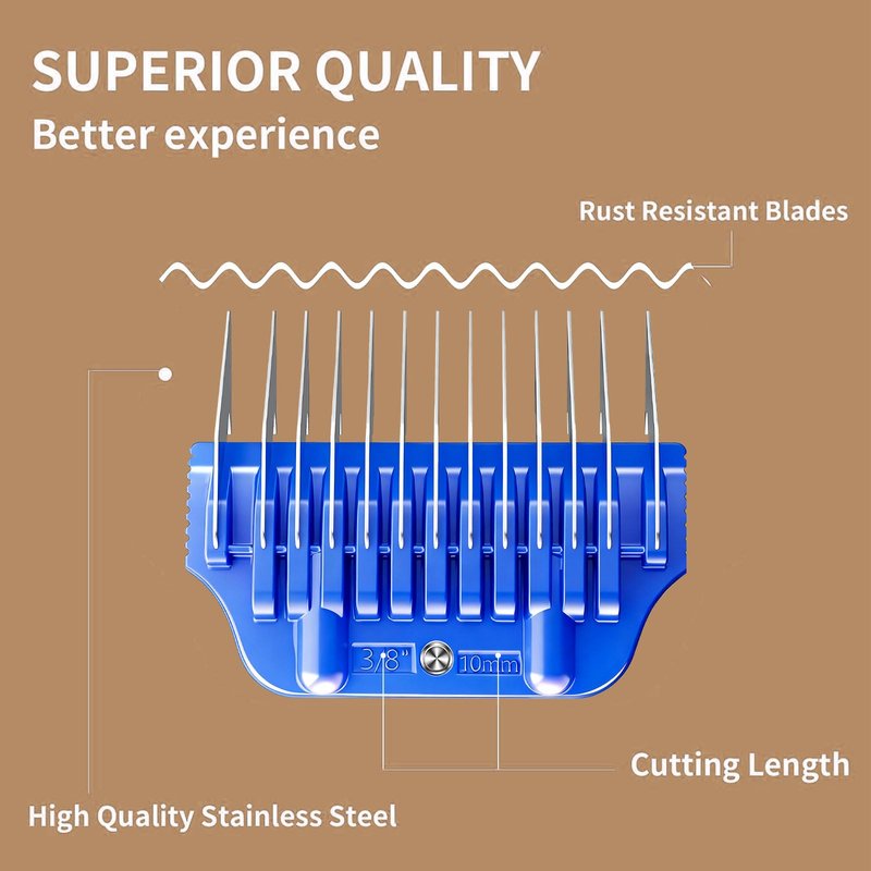 MEMIRY Wide Clipper Guard Attachment for A5 Type Wide Blade, Compatible with Andis, Wahl, Oster, Pet Grooming Attachment, Stainless Steel Professional Comb (10mm or 3/8")
