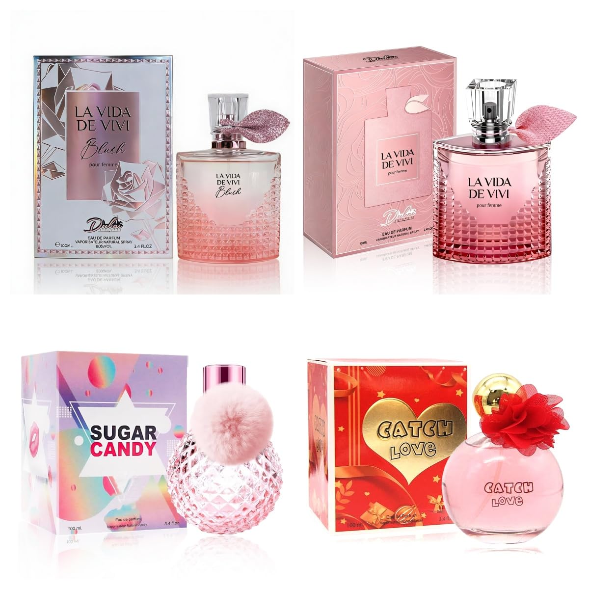 4PCS Women's Perfume Gift Set - Sweet Fruity Vanilla Scents | 3.4 Fl Oz Each