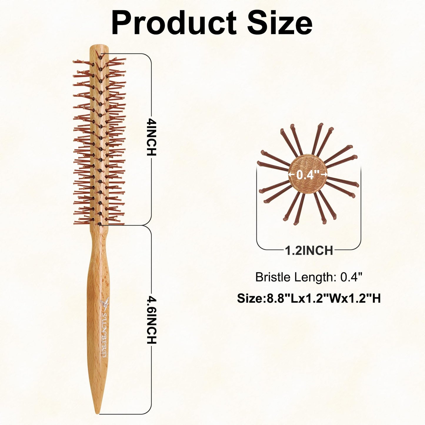 SUNBIRD Small Round Brush for Short Hair - 1.2" Mini Volumizing & Styling Brush for Men & Women, Heat Resistant Quiff Roller for Lifting, Curling Bangs, Beard & Thin Hair, Creates Natural Volume