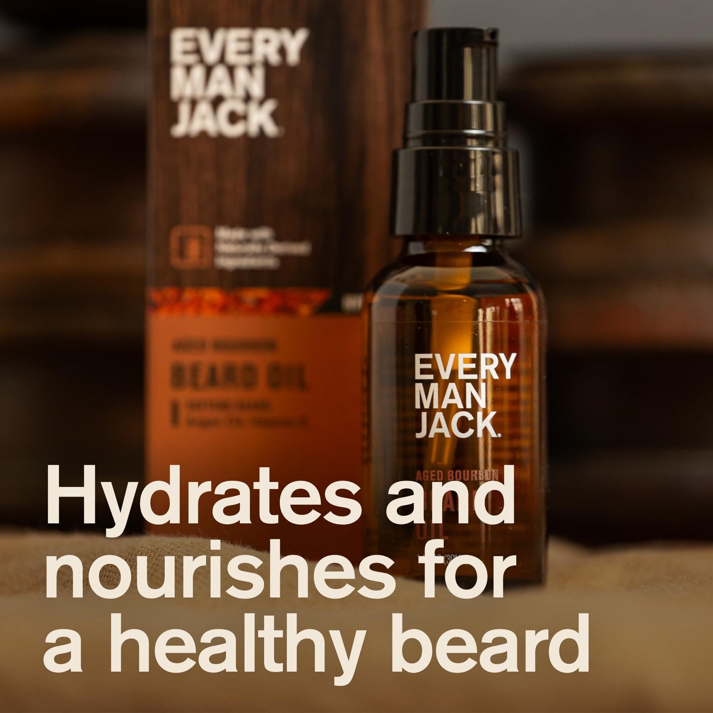 Every Man Jack Mens Beard Oil - Subtle Aged Bourbon Fragrance - Deeply Moisturizes and Softens Your Beard and Adds a Natural Shine - Naturally Derived with Shea Butter- 1 fl oz (2 Pack)