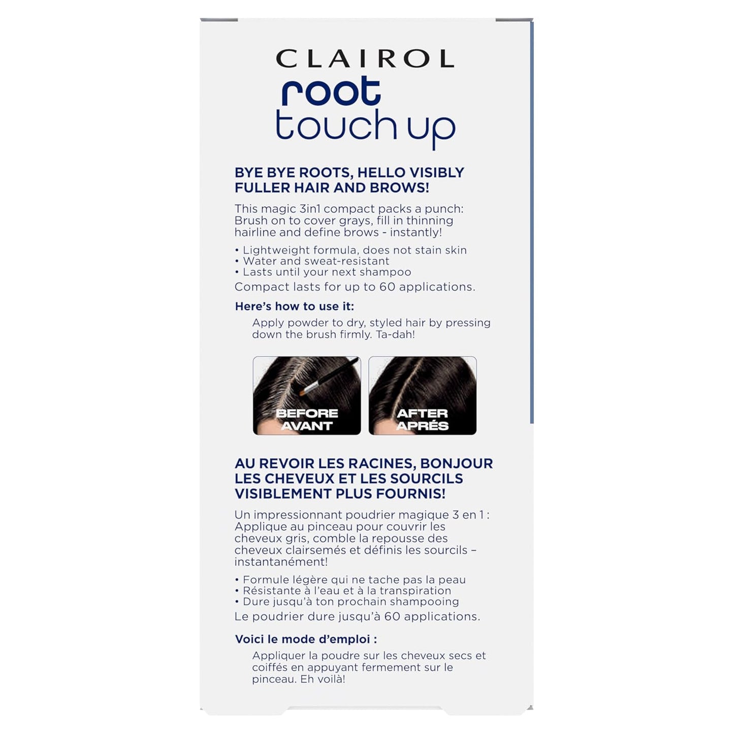 Clairol Root Touch-Up Powder - Black Hair Color | Ammonia Free | Compact with Mirror & Brush | Instant Root Coverage