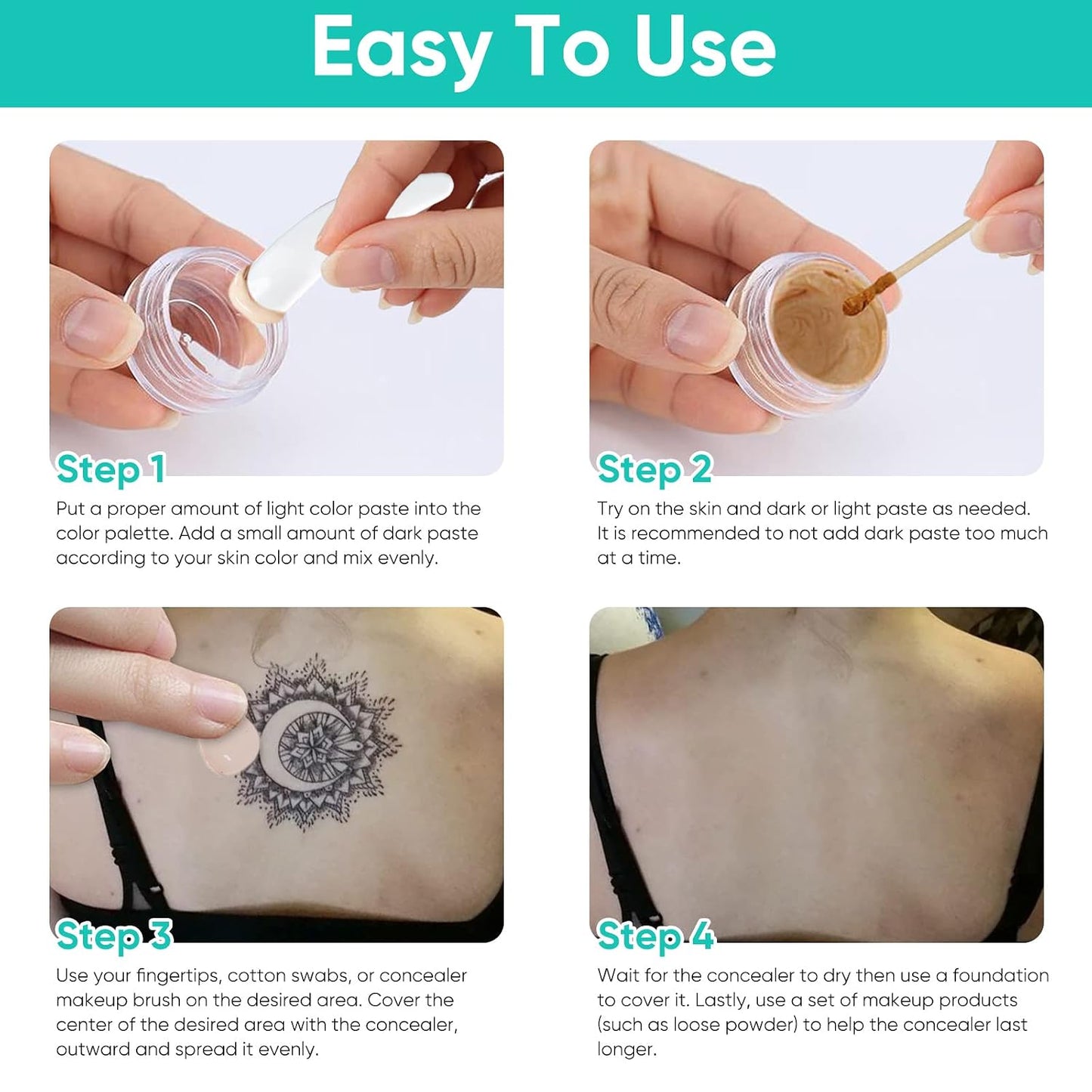 Tattoo Cover Up Makeup - Waterproof Concealer Cream for Scars, Vitiligo & Dark Spots | 2 Color Options