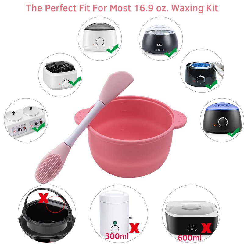 Silicone Wax Warmer Liner with Spatula, 16.9 oz Melting Pot for Hair Removal on Arms, Legs, Face and Body - 2Pcs Set
