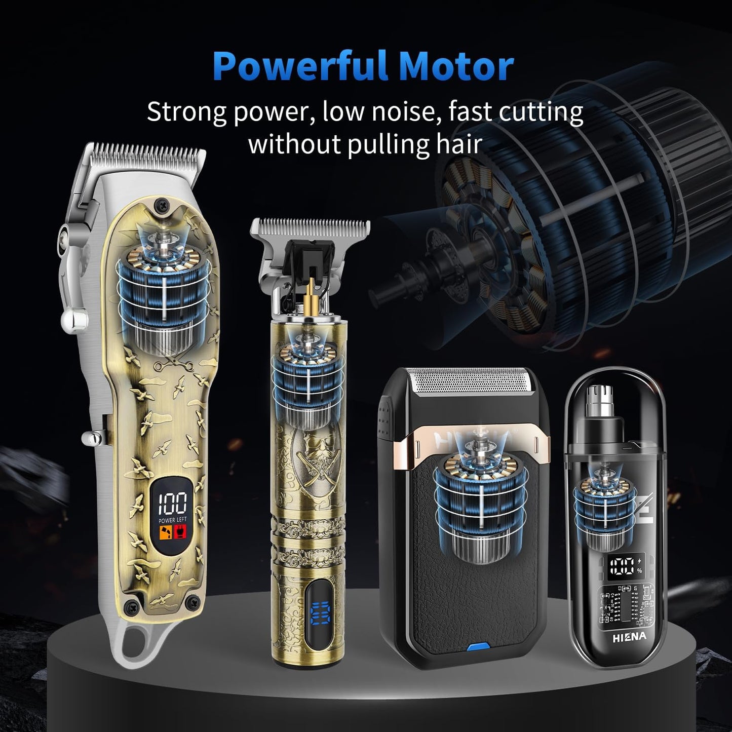 HIENA PRO Hair Clippers - Cordless Barber Clipper & T-Blade Trimmer Set | Men's Hair Cutting Kit