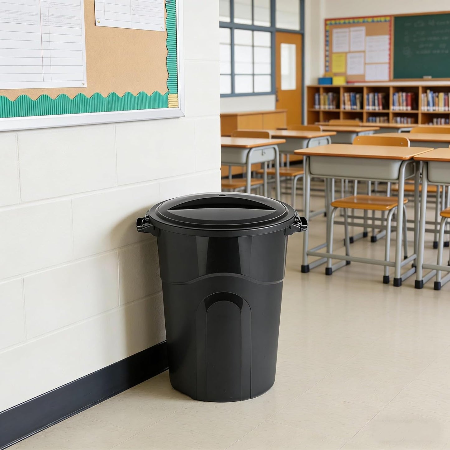 32 Gallon Trash Can - Durable Indoor/Outdoor Waste Bin with Lid | Black
