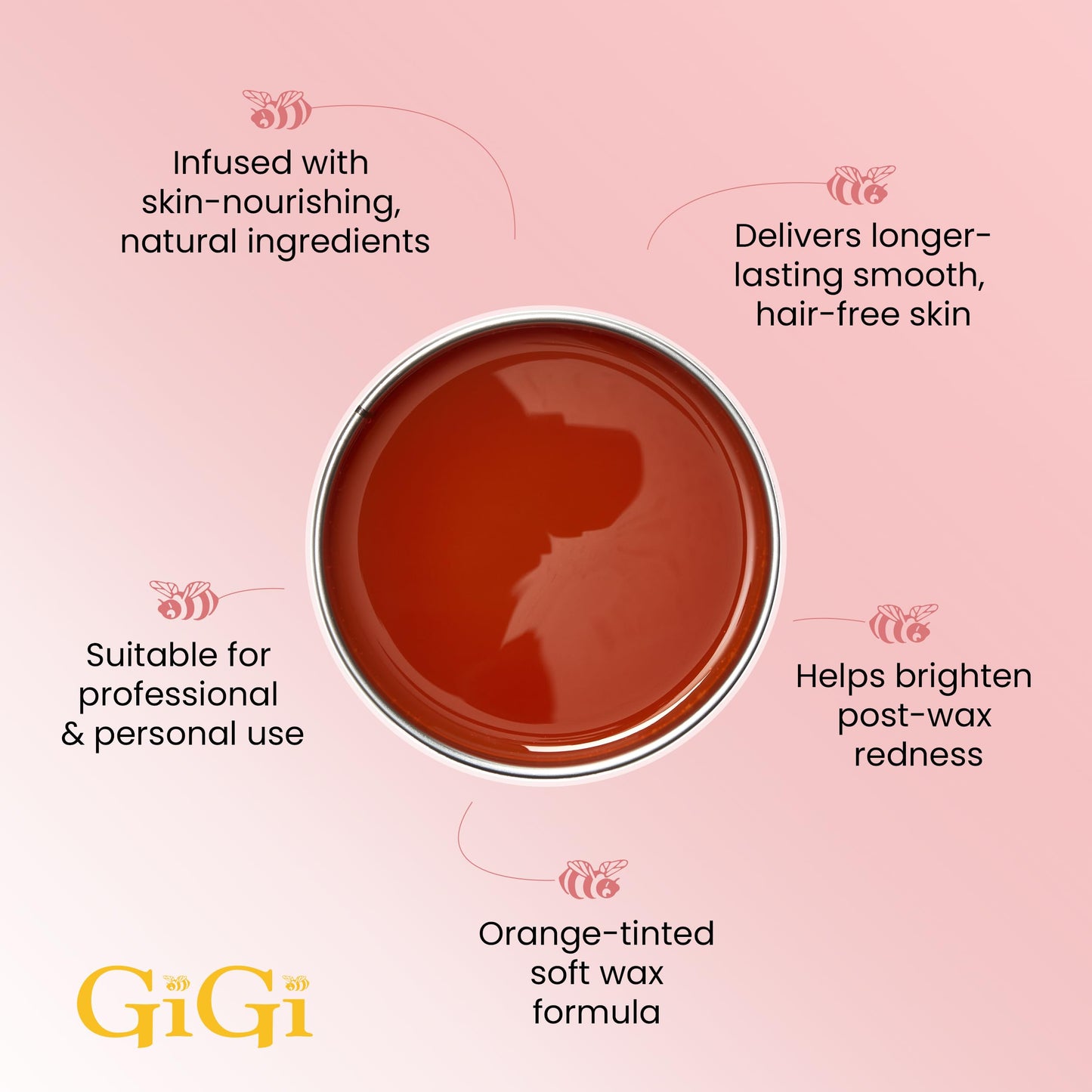 Gigi Neon Soft Wax, Papaya – Hair Removal Wax for Sensitive Skin & Body, Salon & At-Home Waxing for Women, 14 Oz