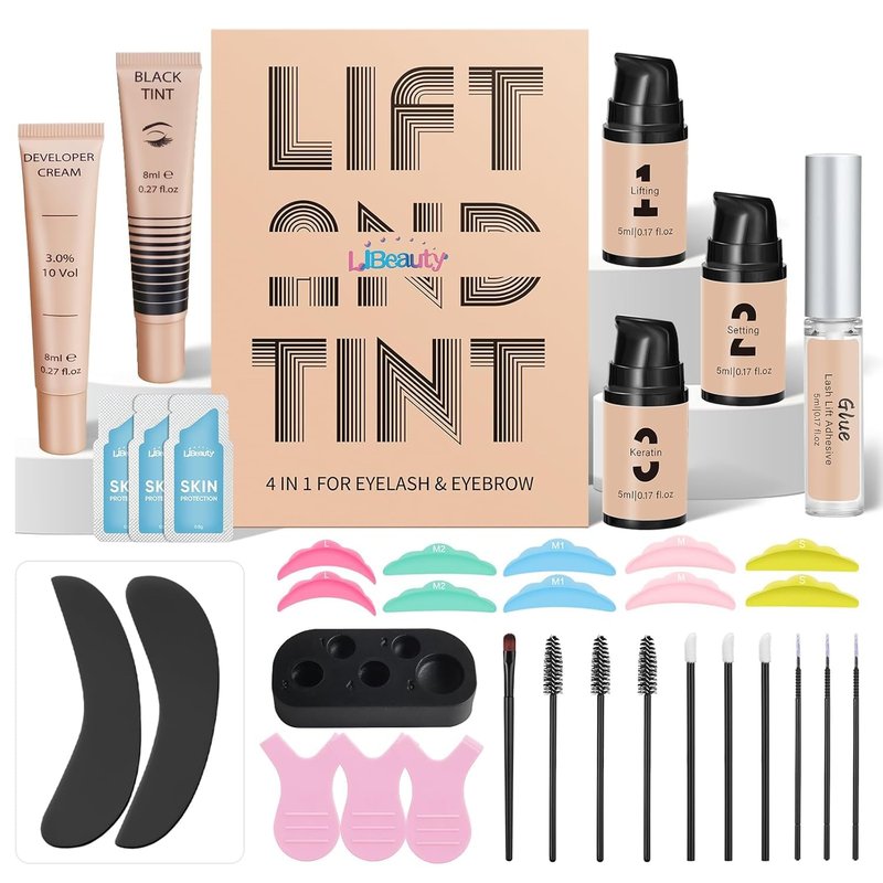 Libeauty Lash Lift & Color Kit - DIY Brow Lamination with Quick Lifting Perming & Voluminous Coloring | Complete Tools for Home & Salon Use