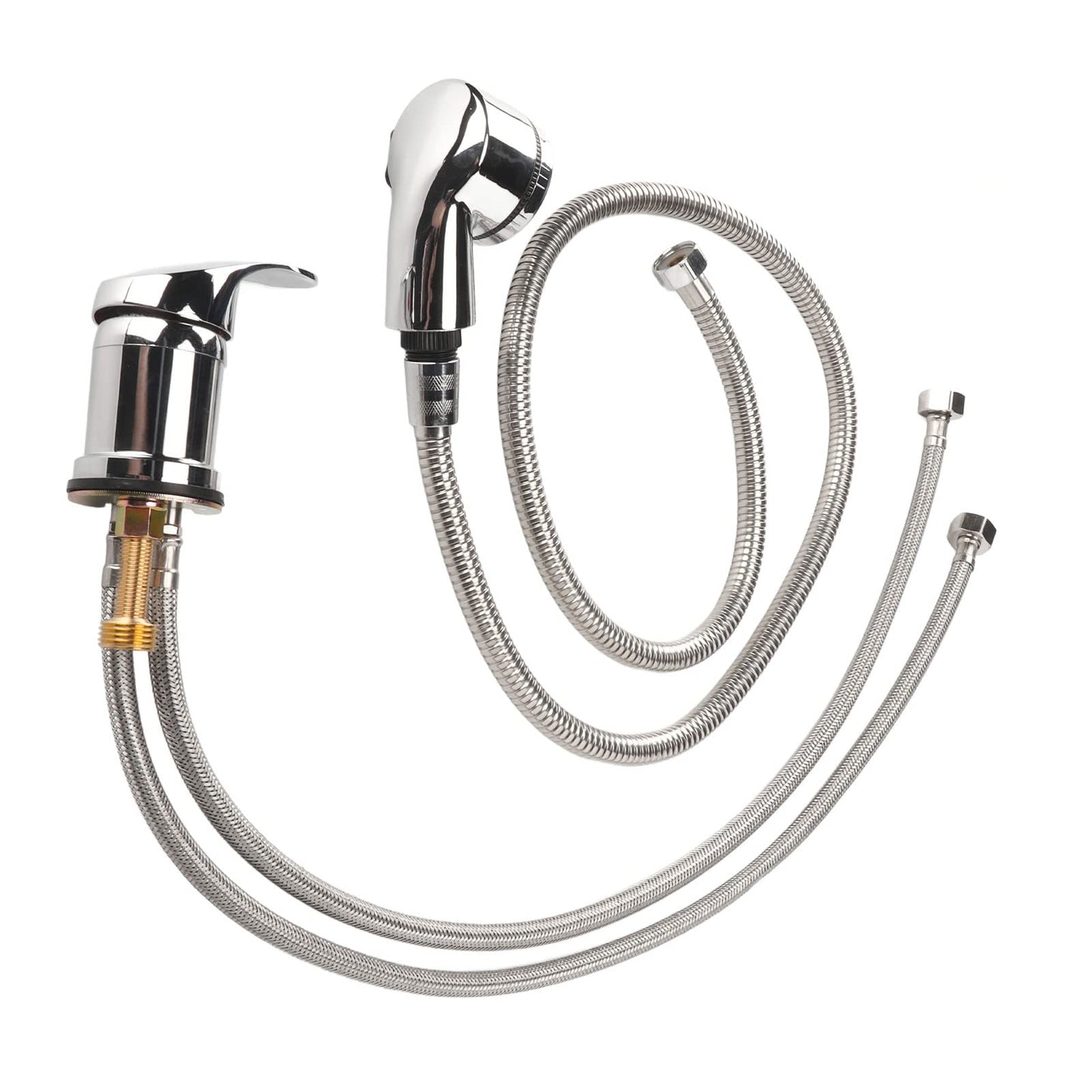 Salon Shampoo Sink Bowl Faucet and Sprayer Kit Ceramic Valve Sealing Hot Cold Shampoo Bed Faucet Sprayer Kit for Shampoo Bed Bowl Backwash Unit with Hose 1.2m