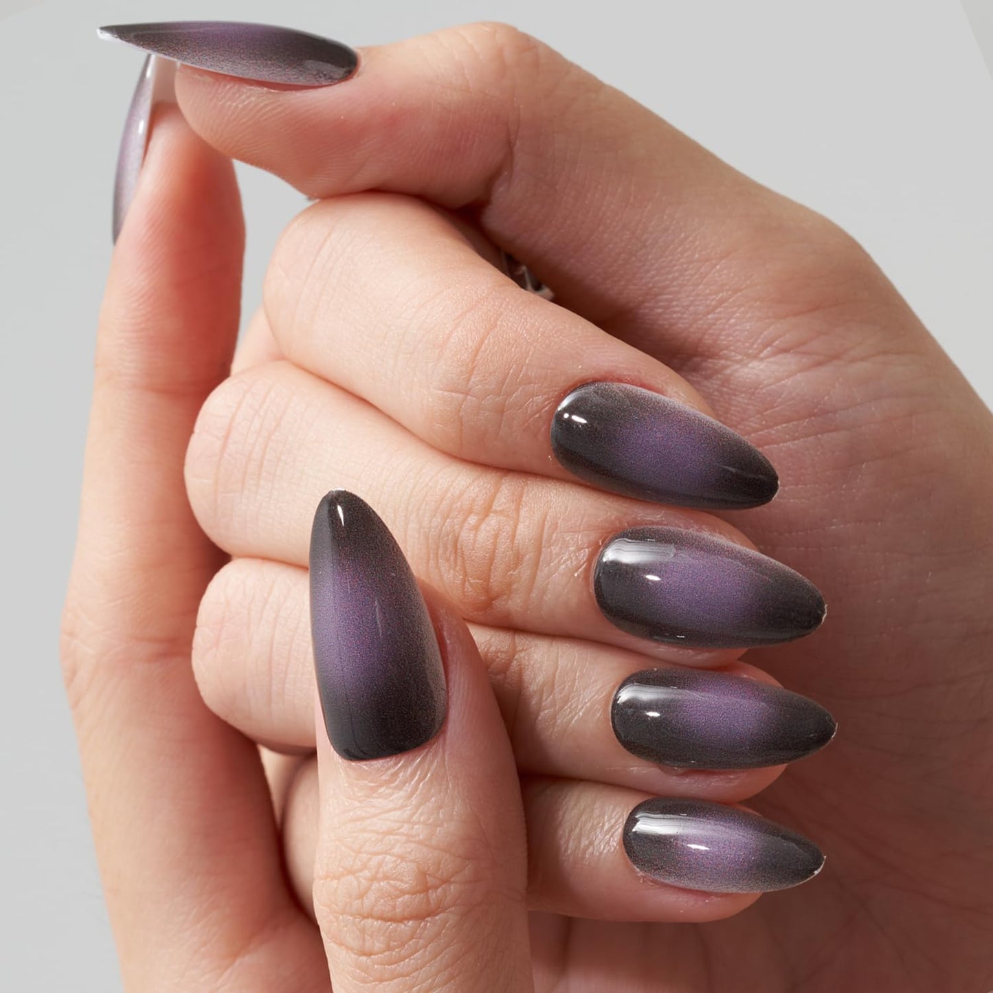 Glamermaid Black Pink Ombre Press-On Nails - Medium Almond Stiletto | Reusable Acrylic Nail Tips for Women