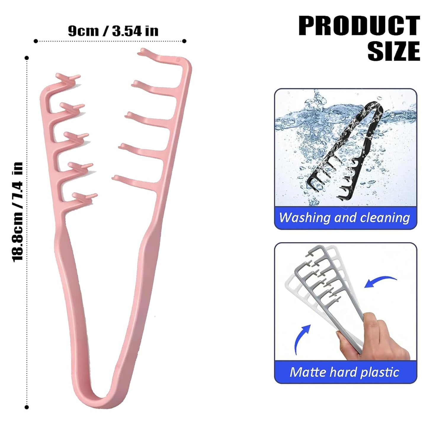 Volumizing Comb - Fluffy Texture Styling Tool for Men & Women | Non-Slip Grip, ABS Plastic (Black)