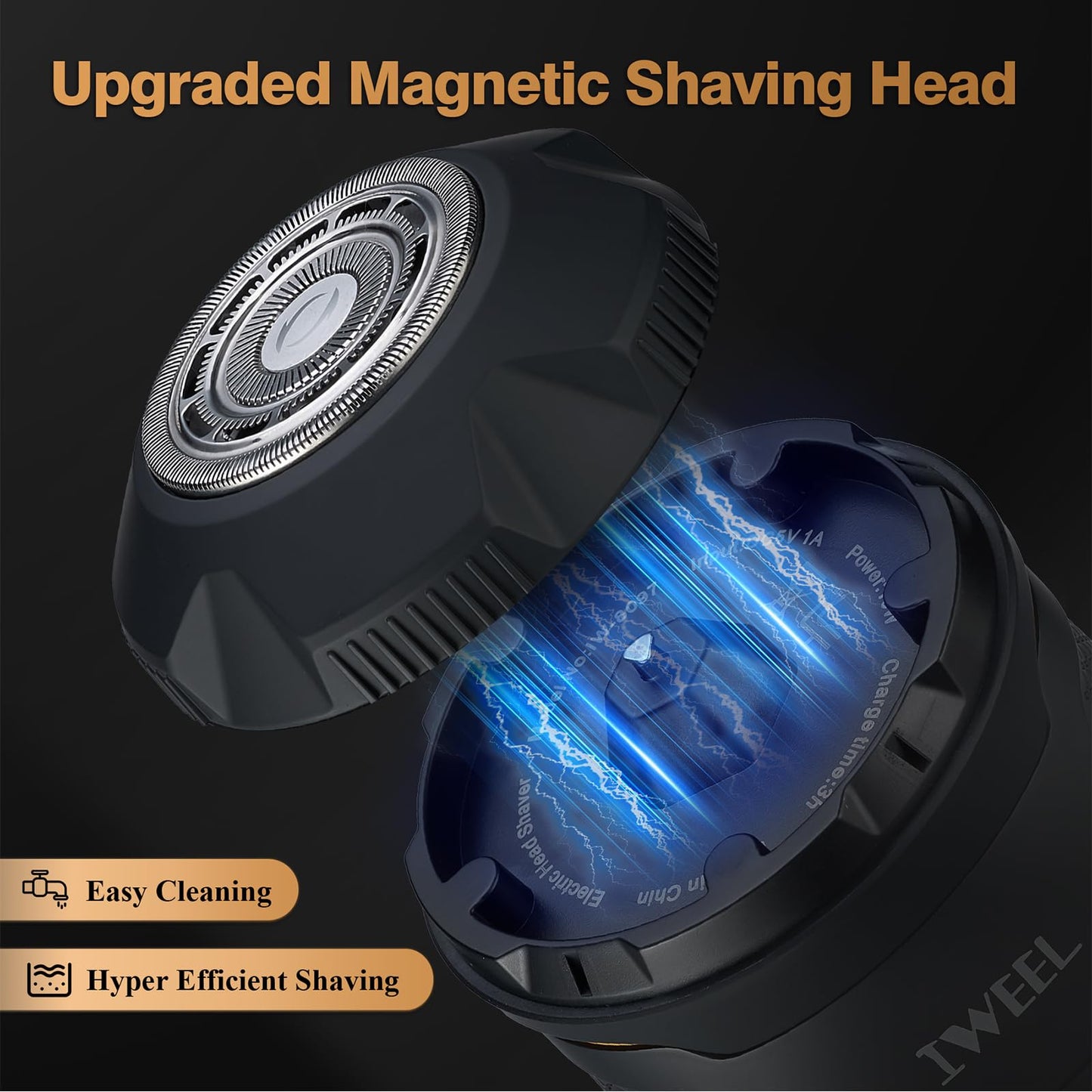 IWEEL Head Shavers for Bald Men Magnetic Electric Razor Rechargeable Head and Face Shaver for Men Beard Trimmer IPX7 Waterproof Wet/Dry Bald and Skull Shavers Cordless Grooming Kit for Travel Home