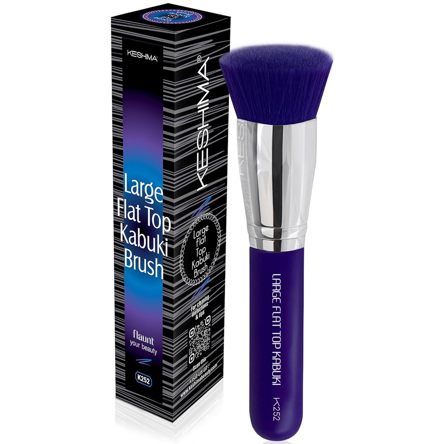 Keshima Large Flat Top Kabuki Foundation Brush - Premium Makeup Brush for Liquid, Cream & Powder | 1.6" Top Diameter