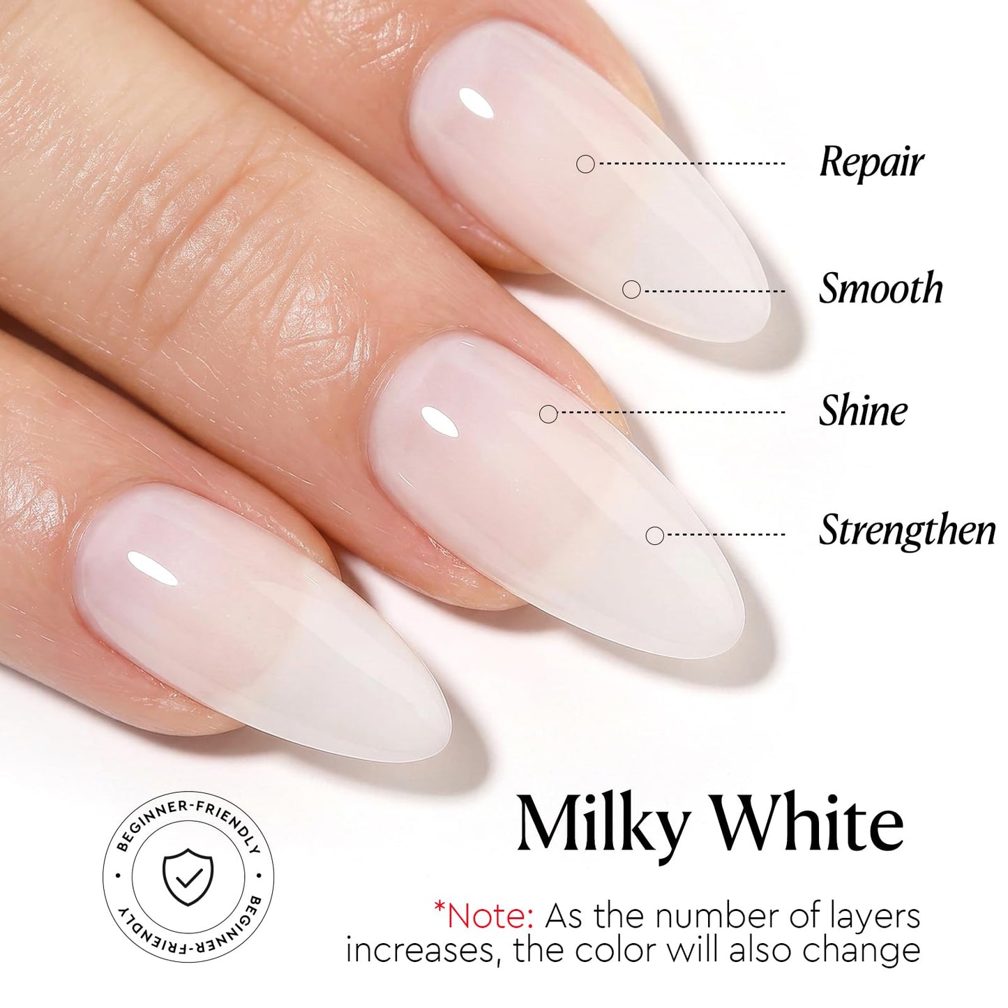 AzureBeauty 18ml Nail Strengthener and Growth, Milky White Nail Polish
