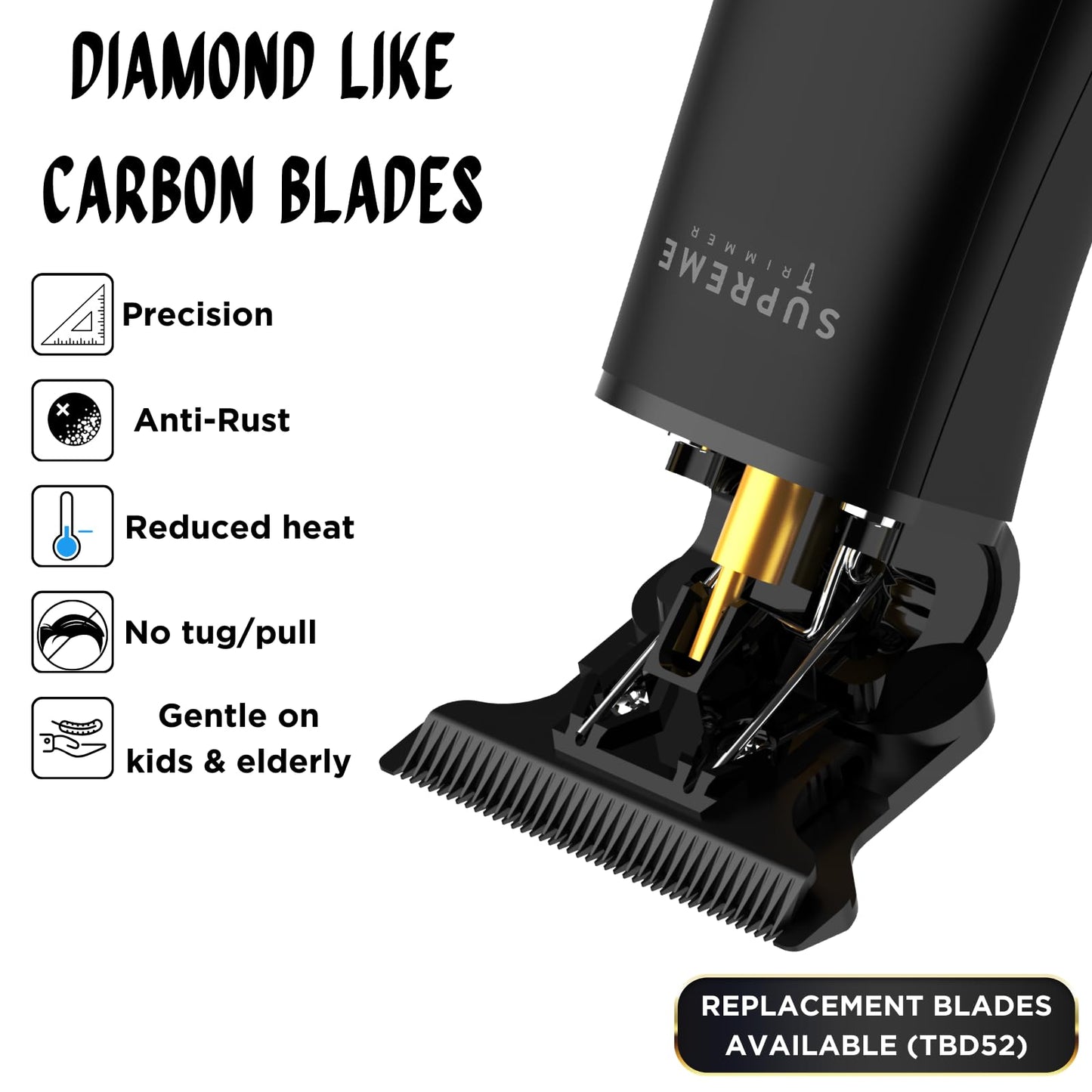 Supreme Trimmer T Shaper - Quiet Cordless Beard & Hair Trimmer for Men | 120 Min Runtime, Low Noise, Zero-Gap DLC Blade | Ideal for Sensitive Skin, Kids & Elderly | ST5190