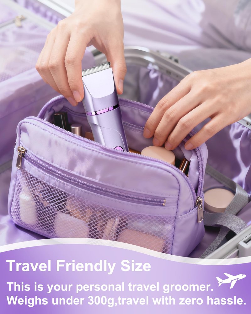 Bikini Trimmer for Women, Electric Razor for Pubic Hair, Women's Foil Shaver,Rechargeable Shaver Removal with Snap-in Ceramic Blades,IP7X Washable Head,Wet and Dry Use,Purple
