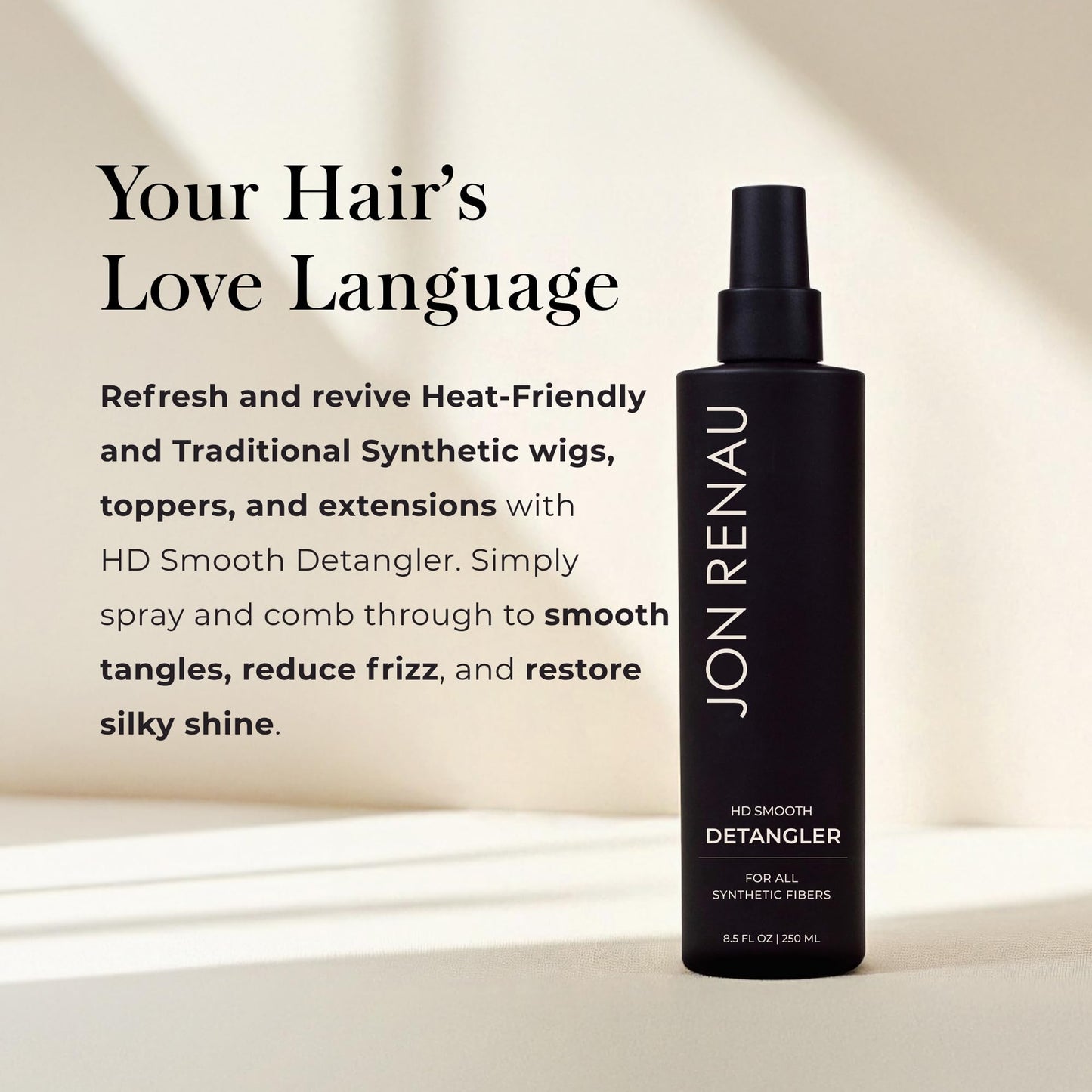 Jon Renau HD Smooth Detangler, Leave In Detangler Spray for Synthetic Wigs and Hair Extensions, Frizz Reducing Detangling Spray for Synthetic Hair, Wig Care Products, 8.5 oz