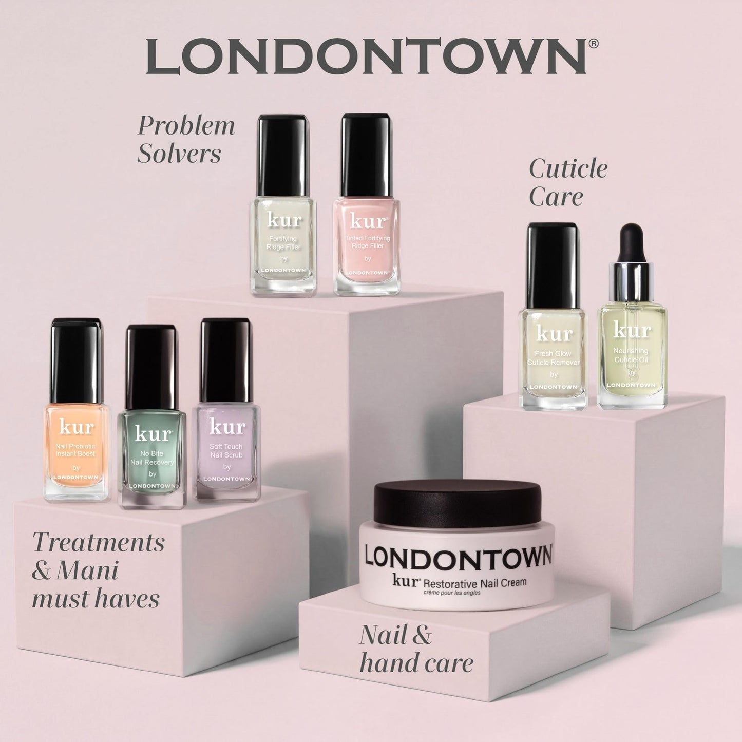 LONDONTOWN Kur Nail Ridge Filler - Smoother - Strengthener - Filler for Damaged Uneven Nails - Fortifying, Self Leveling Base, Vegan, Cruelty Free, Paraben Free, Clear, 0.4 fl oz