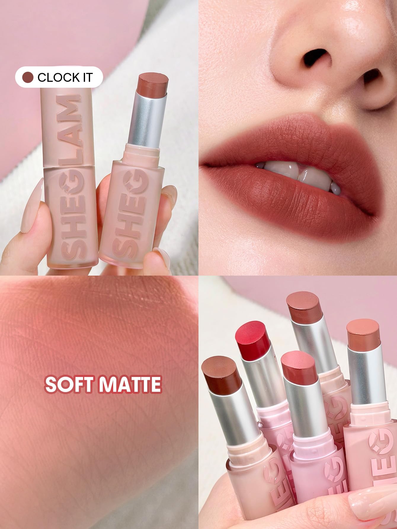 SHEGLAM Lip Veil Cushion Lightweight Lipstick Matte Soft High Pigmented Long-Lasting Lipstick-Clock It